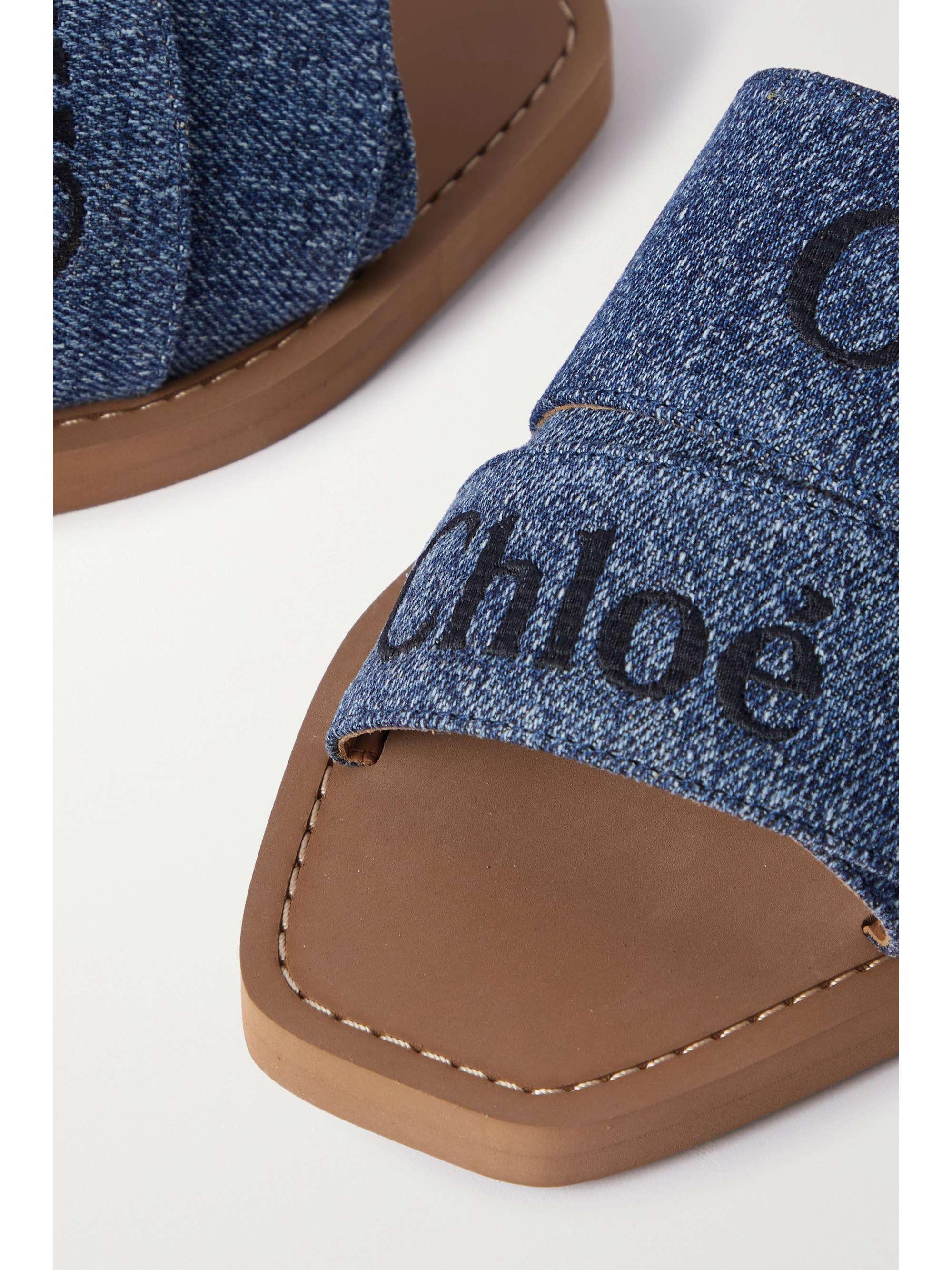 CHLOÉ Woody logo-print canvas slides