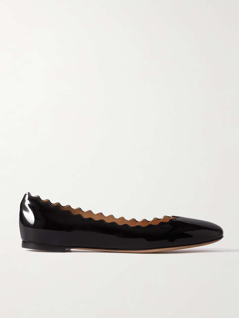 Chloé Lauren Scalloped Patent-leather Ballet Flats