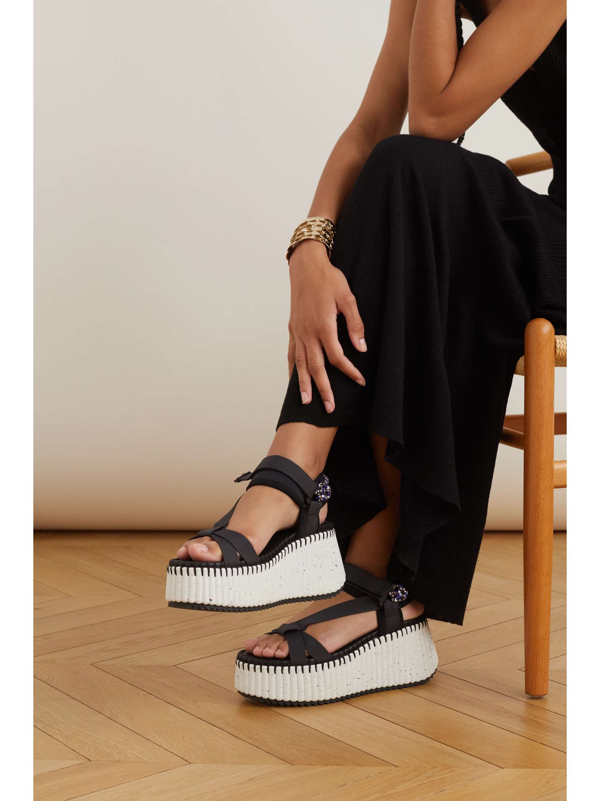 CHLOÉ + NET SUSTAIN Nama webbing platform sandals | NET-A-PORTER