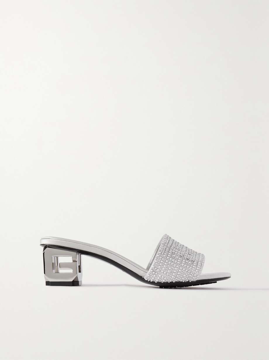 net-a-porter.com | G Cube Embellished Satin Mules