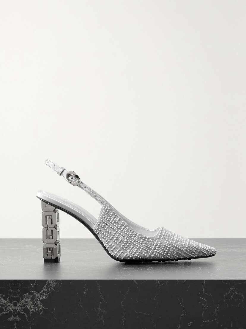 Givenchy G Cube Embellished Satin Slingback Pumps