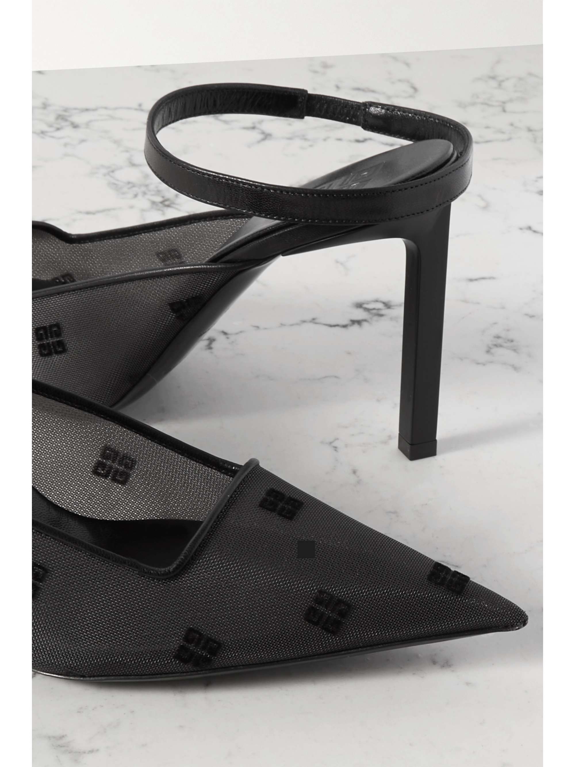 GIVENCHY Show 品牌标志刺绣皮革边饰露跟高跟鞋