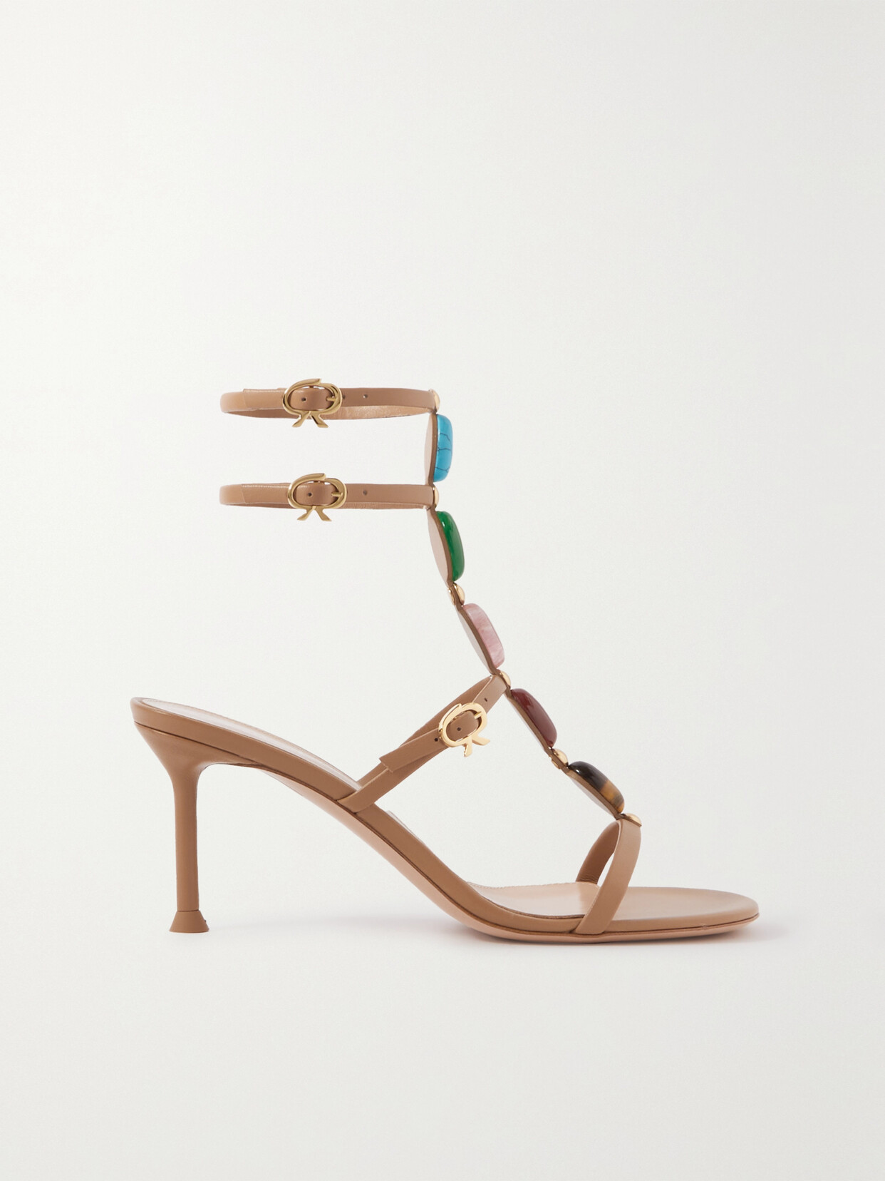 Gianvito Rossi - Shanti 70 Embellished Leather Sandals - Neutrals