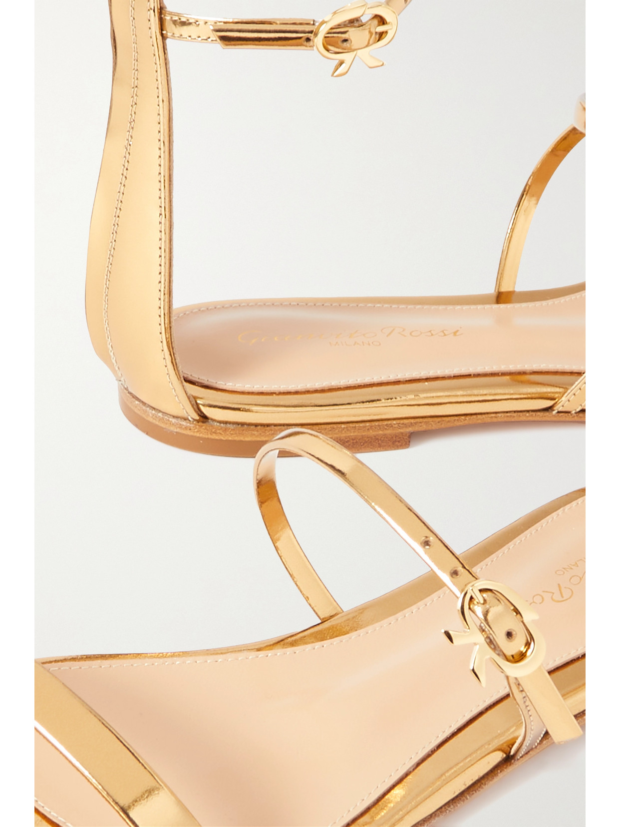 Gianvito Rossi Metallic Leather Sandals In Neutrals