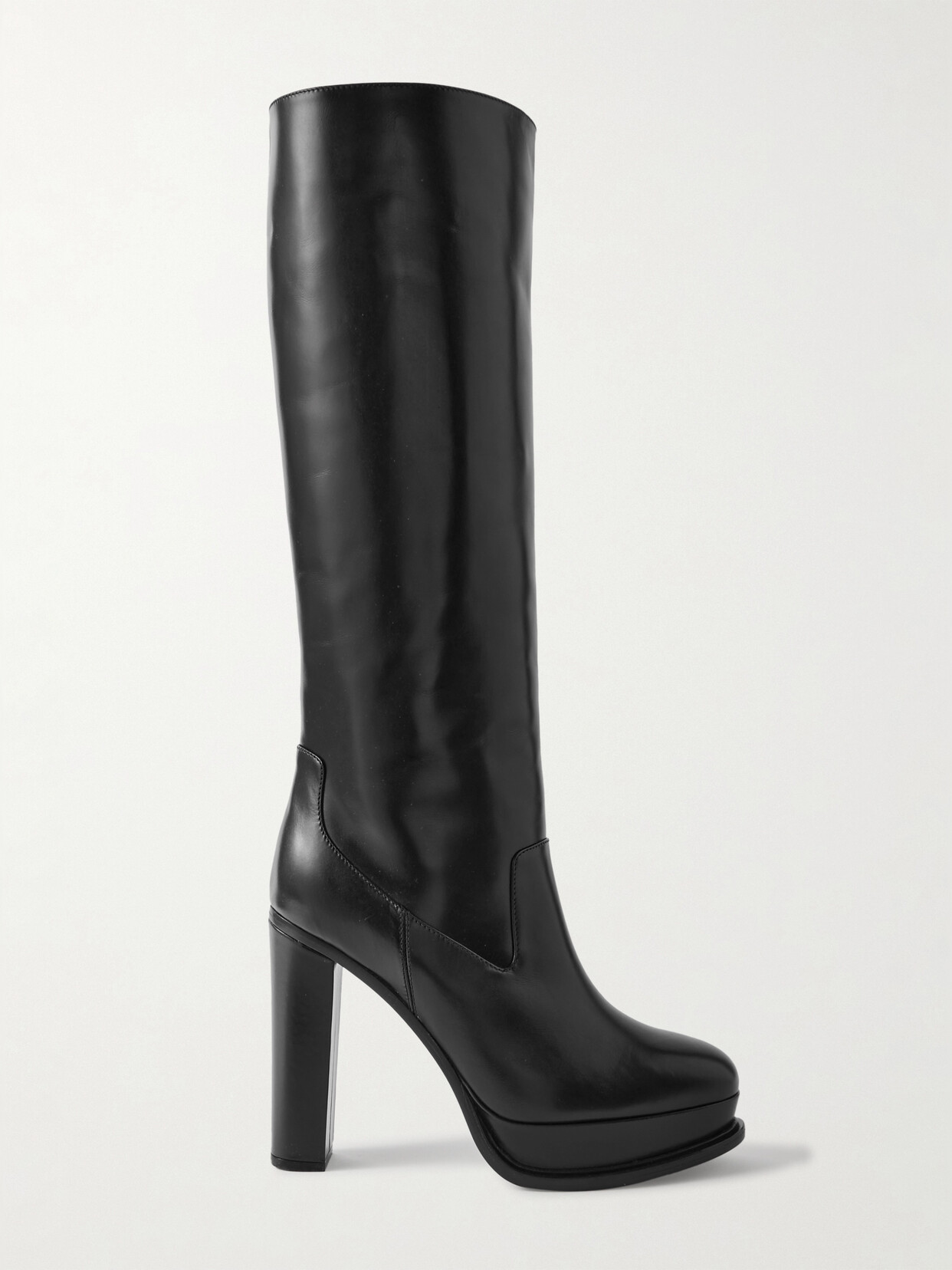 Alexander McQueen - Glossed-leather Knee Boots - Black