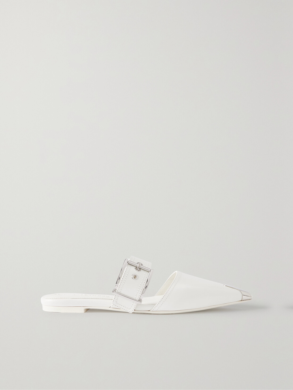 Alexander McQueen - Buckled Leather Point-toe Flats - Ivory