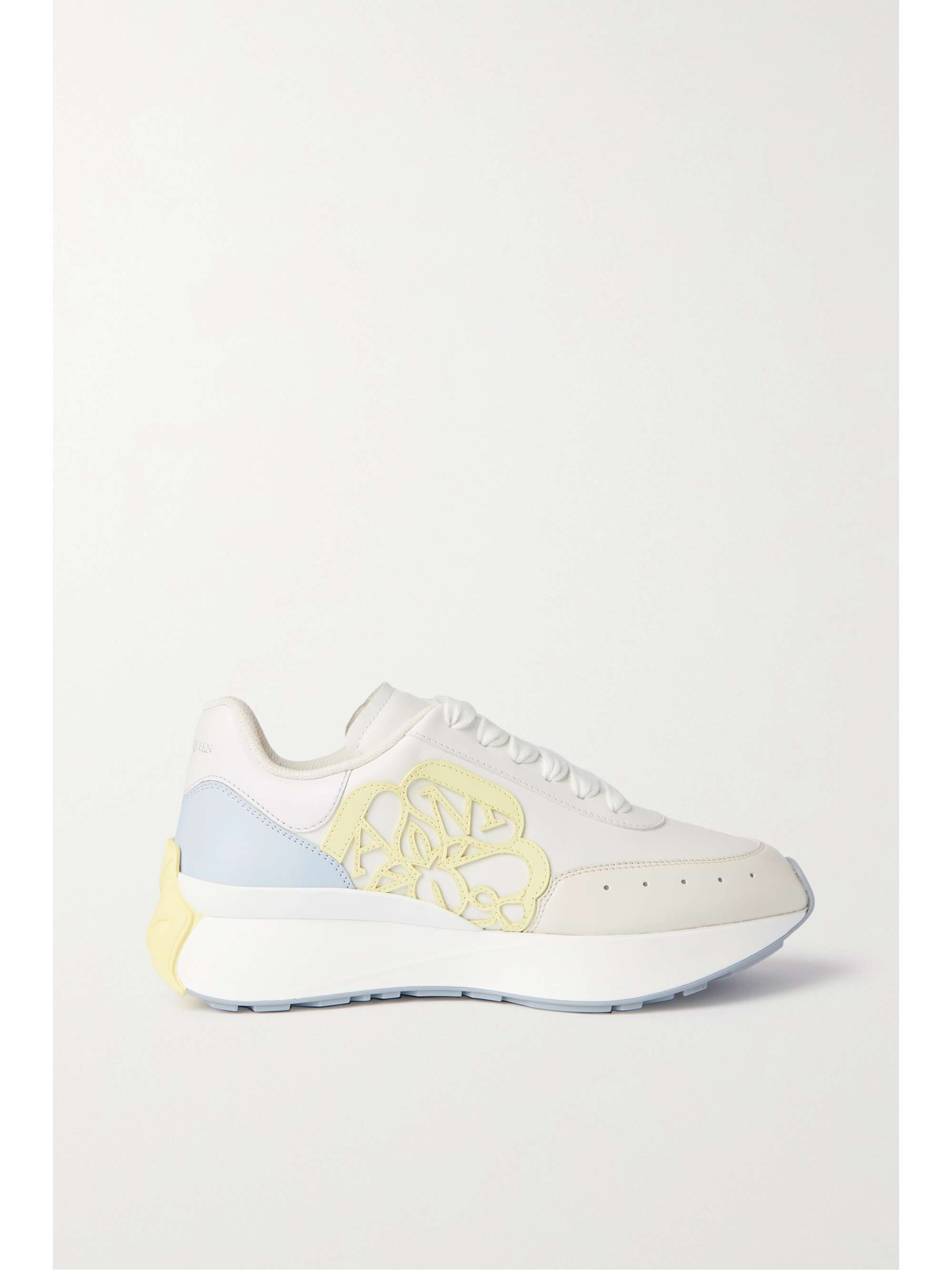 ALEXANDER MCQUEEN Sprint Runner appliquéd leather exaggerated-sole sneakers  | NET-A-PORTER