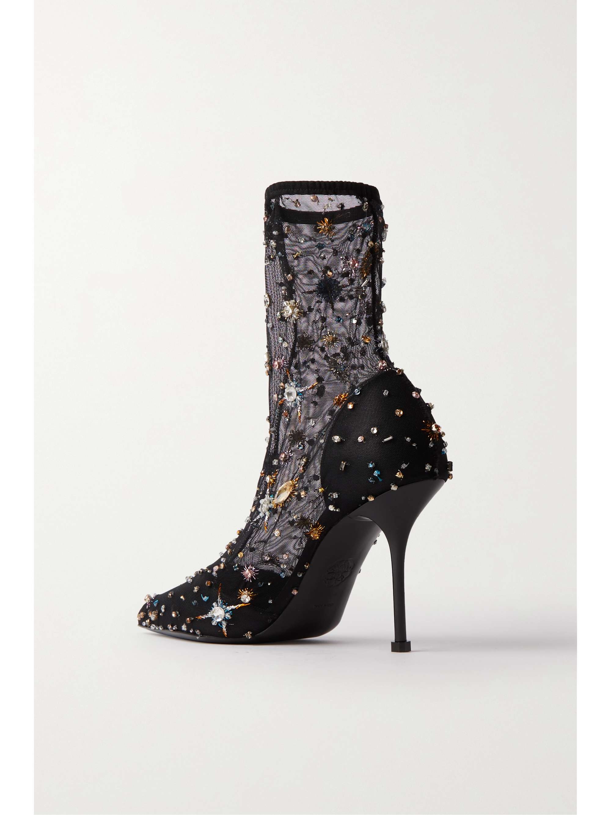 ALEXANDER MCQUEEN Embellished mesh sock boots