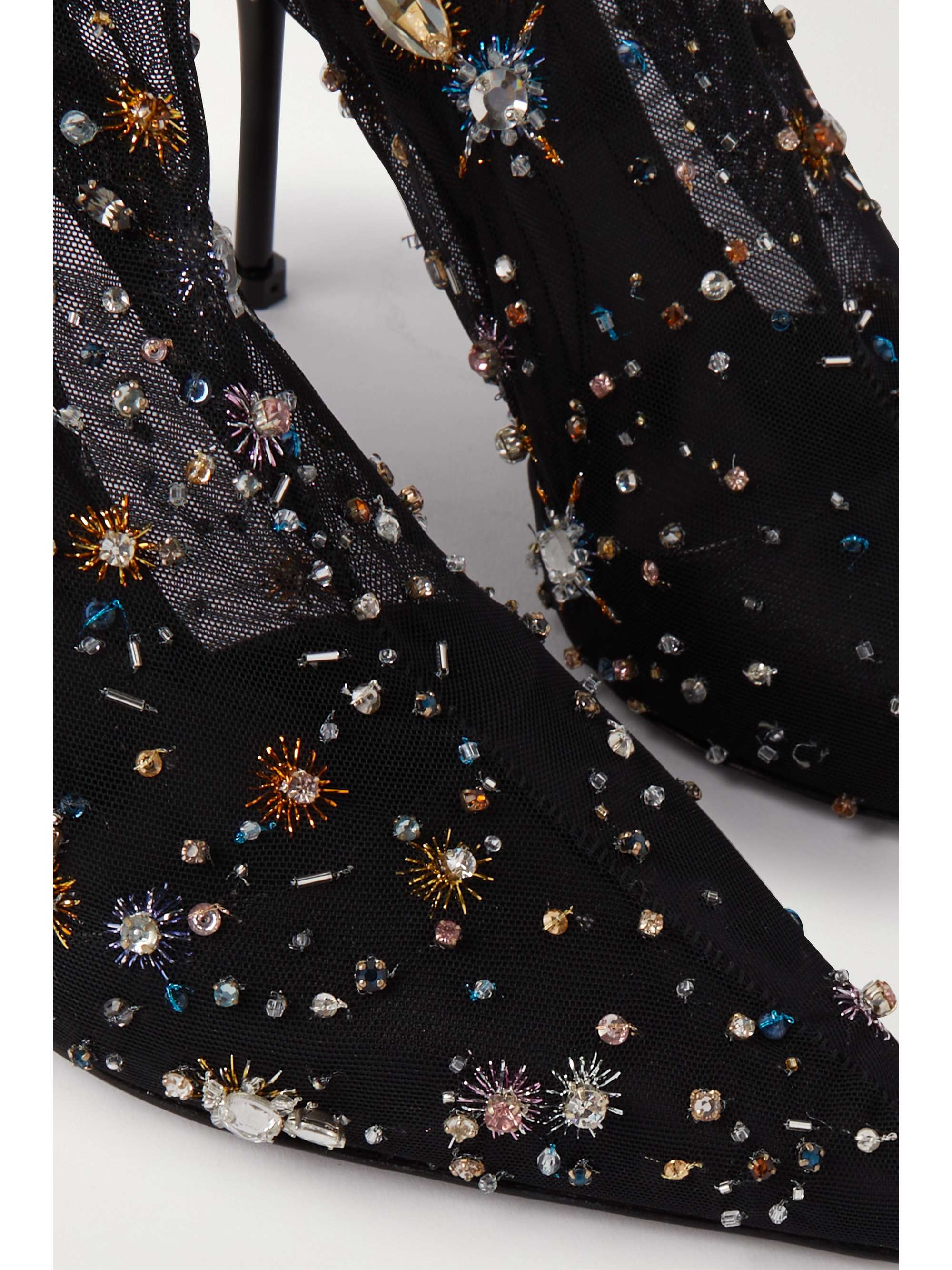 ALEXANDER MCQUEEN Embellished mesh sock boots