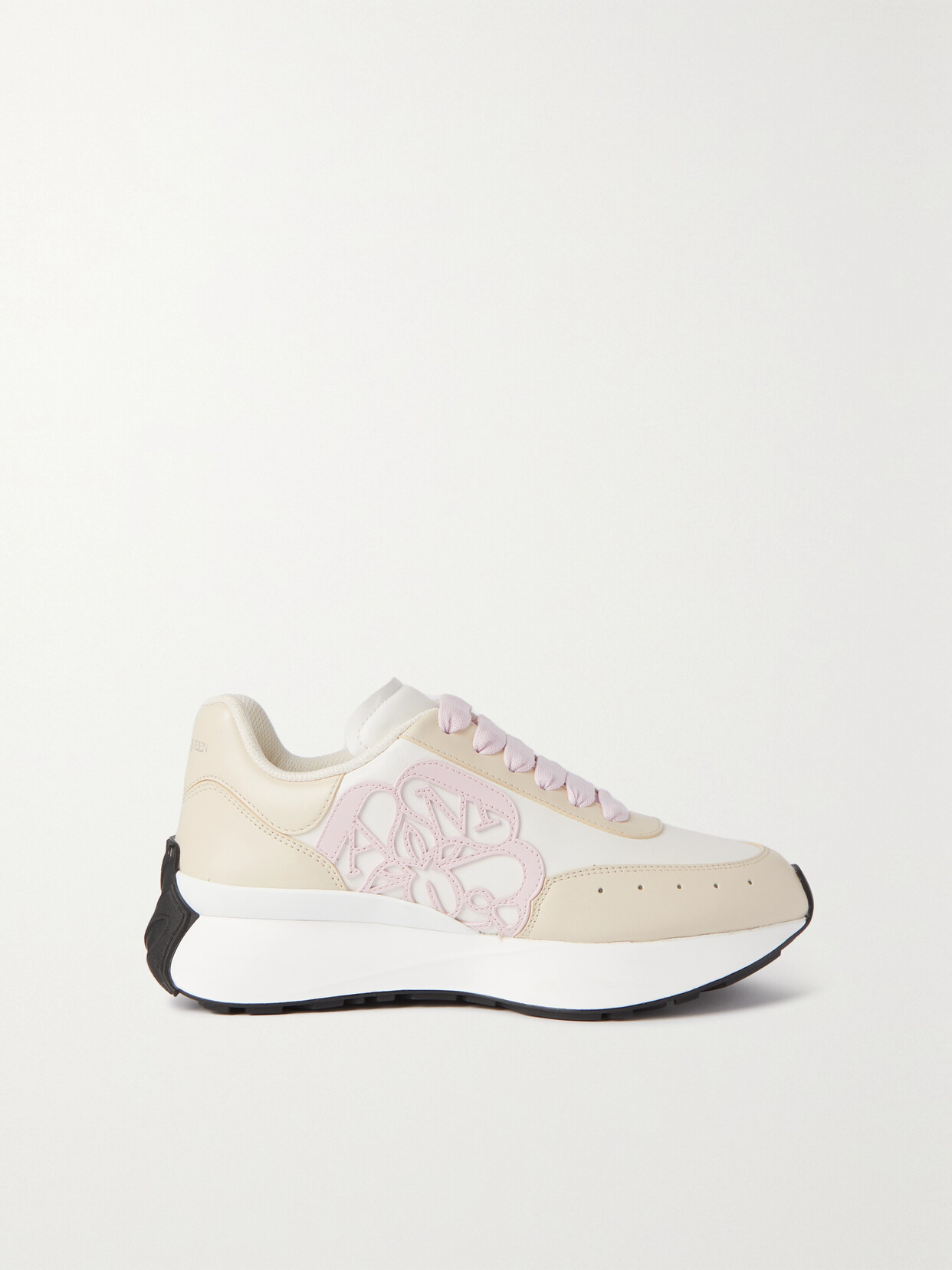 ALEXANDER MCQUEEN SPRINT RUNNER APPLIQUÉD LEATHER EXAGGERATED-SOLE SNEAKERS