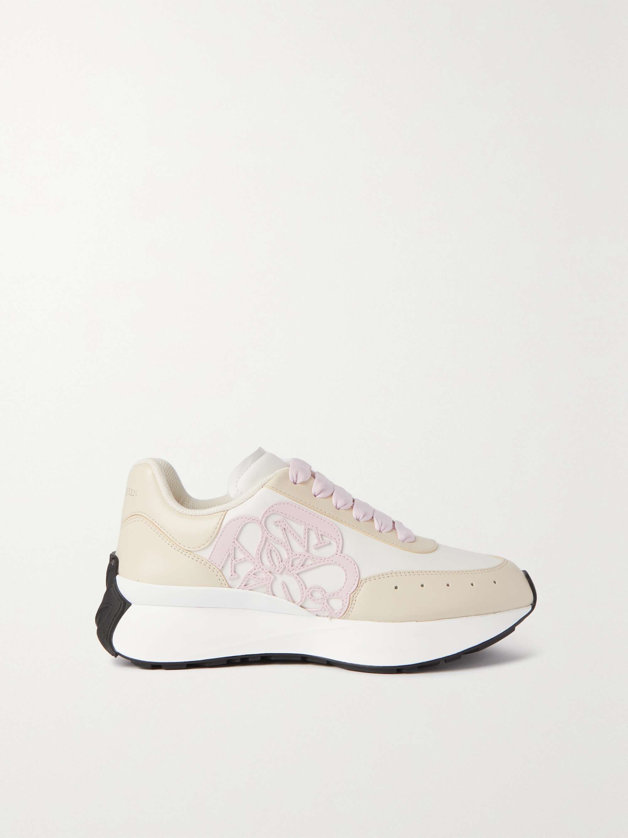 klo Footpad Lav en snemand ALEXANDER MCQUEEN Sprint Runner appliquéd leather exaggerated-sole sneakers  | NET-A-PORTER