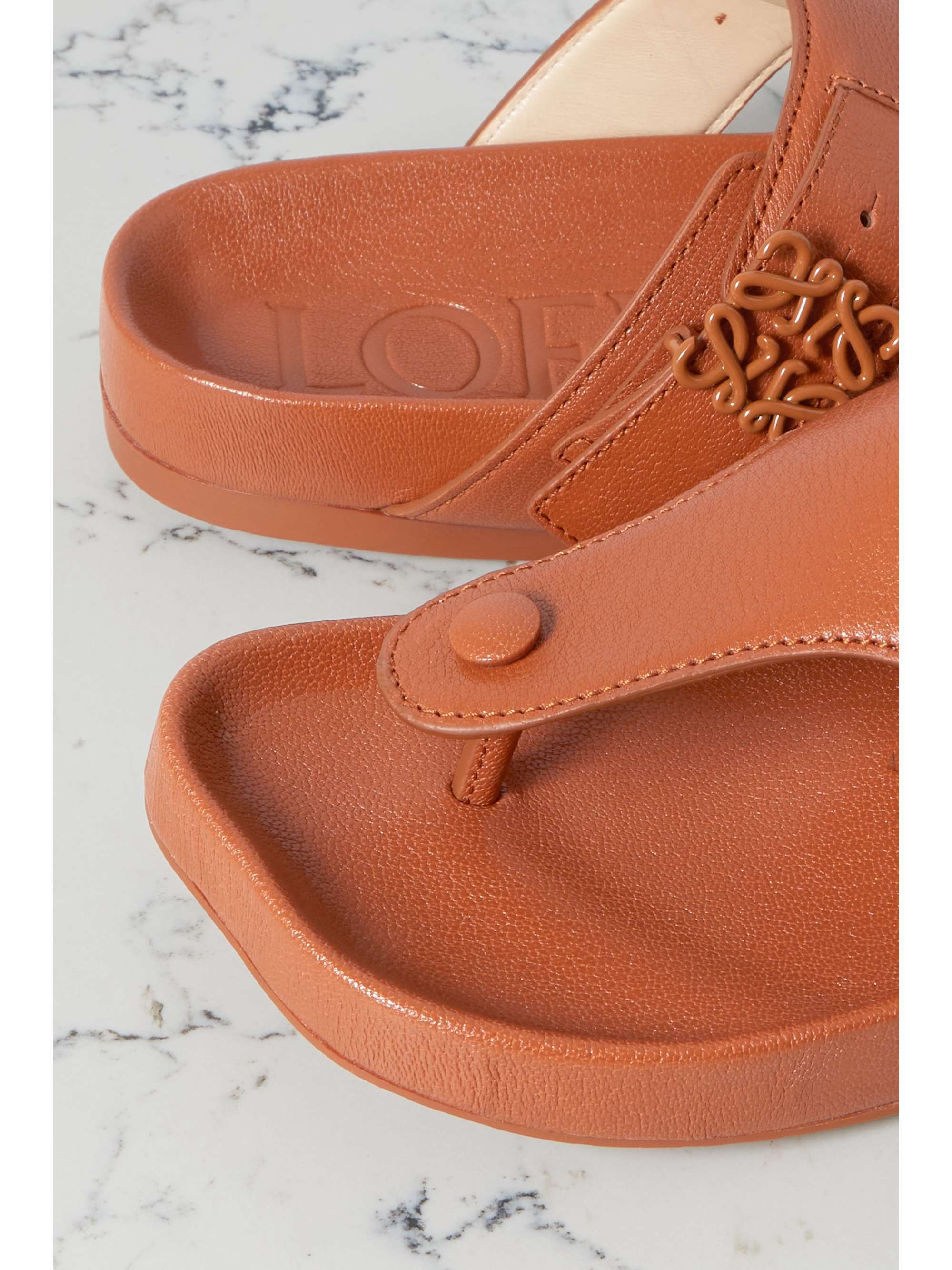 LOEWE Ease embellished leather flip flops