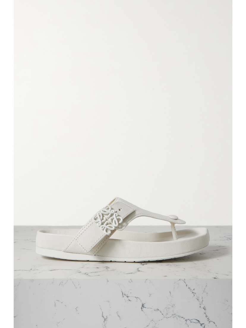 Loewe Ease Embellished Leather Flip Flops