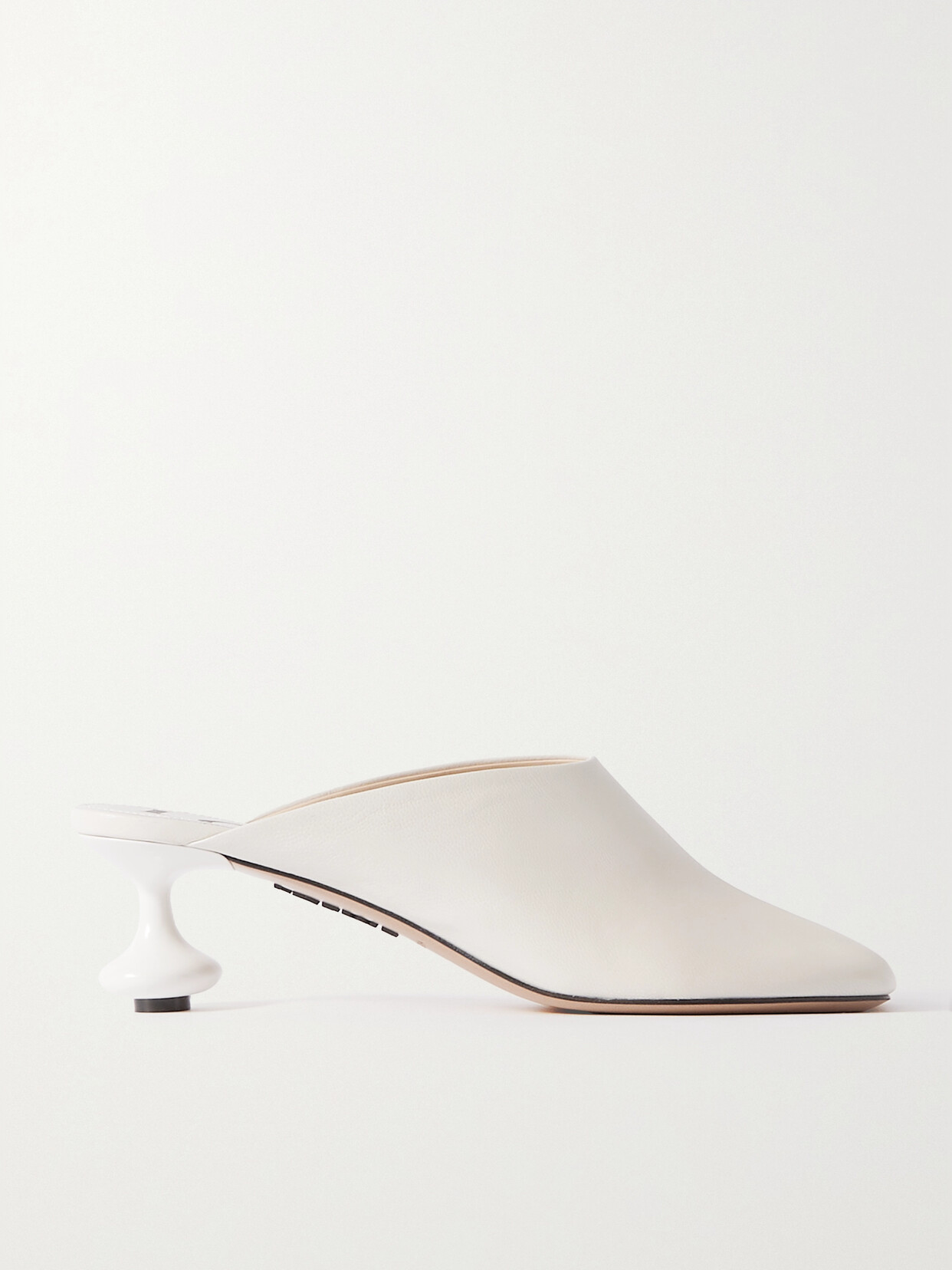 Loewe Womens White Toy Sculpted-heel Leather Heeled Mules In White