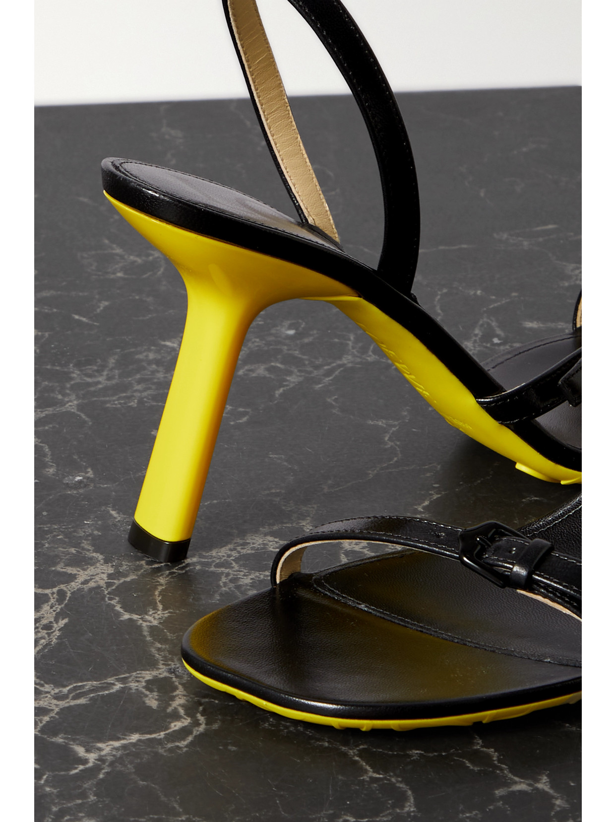 Loewe Petal Monstera Leather Sandals In Black