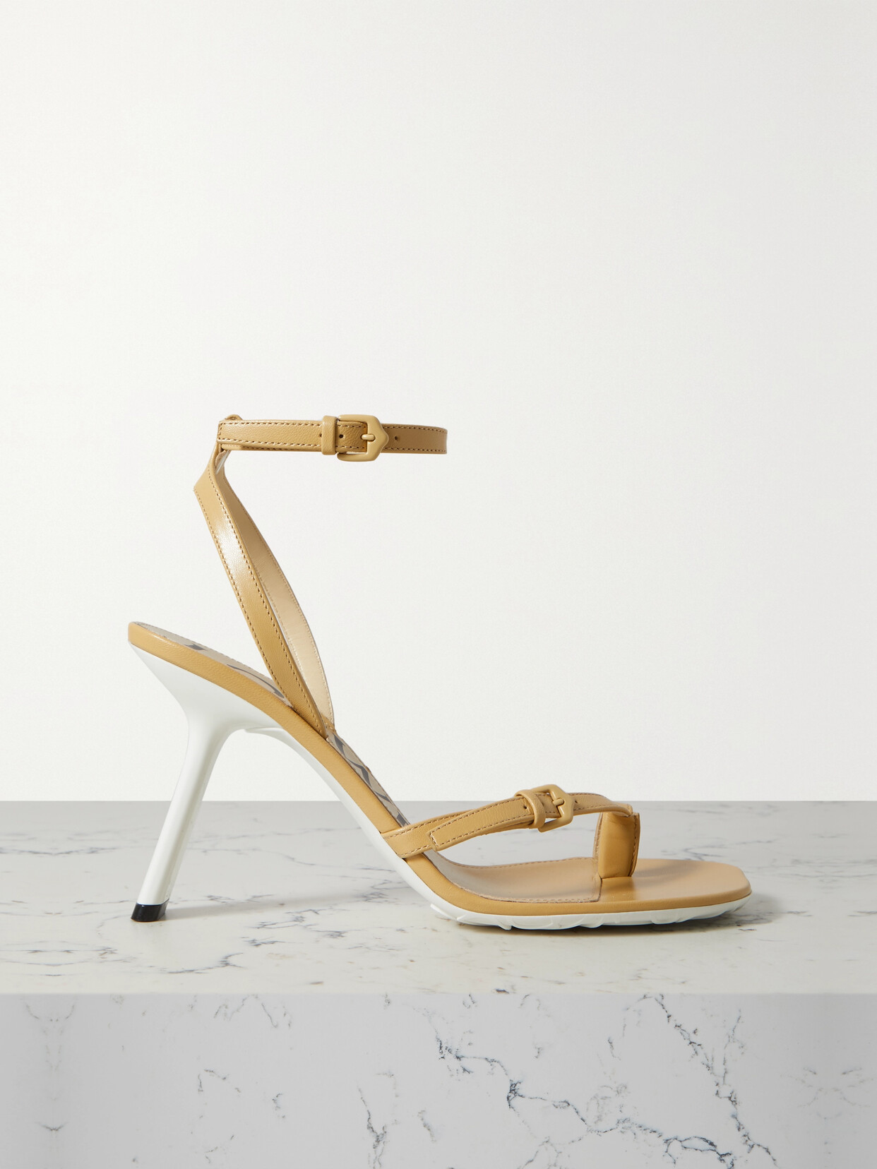 Shop Loewe Petal Leather Sandals In Neutrals