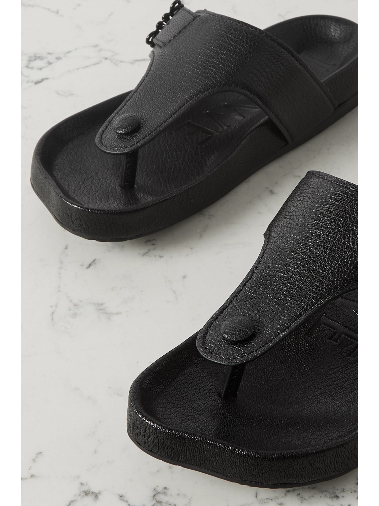 Shop Loewe Ease Embellished Textured-leather Sandals In Black