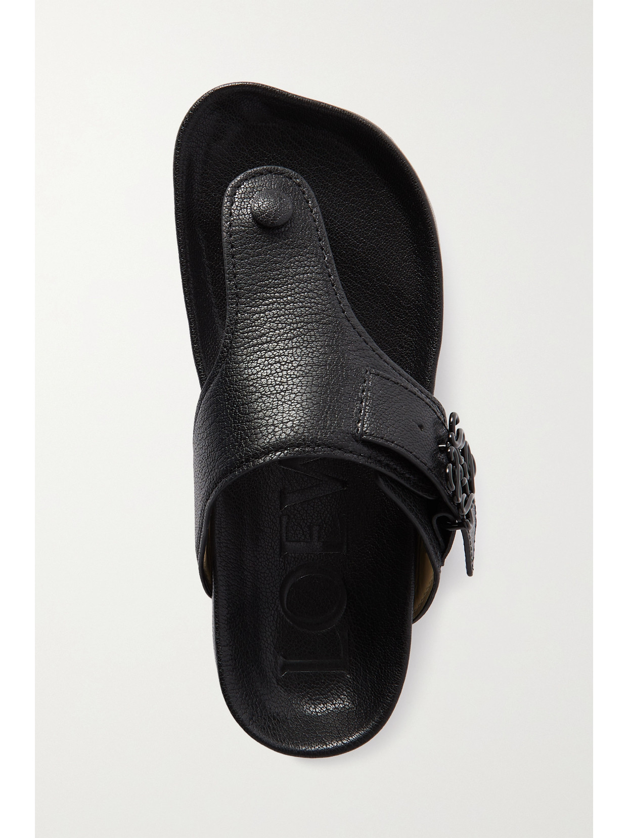 Shop Loewe Ease Embellished Textured-leather Sandals In Black