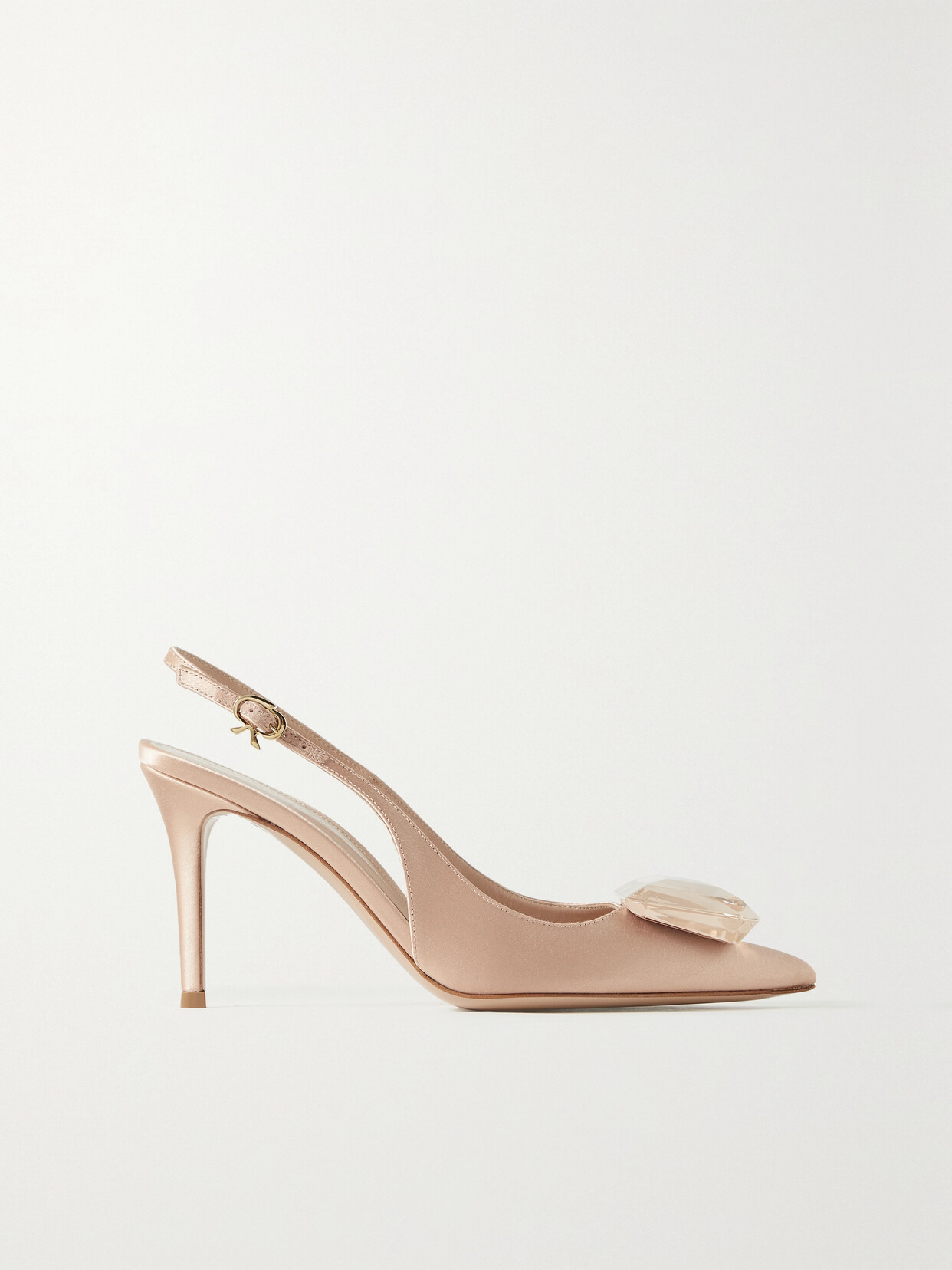 Gianvito Rossi Jaipur 85 Crystal-embellished Satin Slingback Pumps In Rose Gold