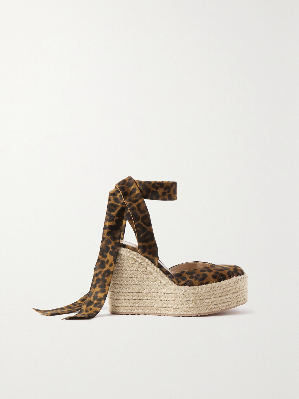 Gianvito Rossi - 70 Leopard-print Suede Wedge Espadrilles - Neutrals