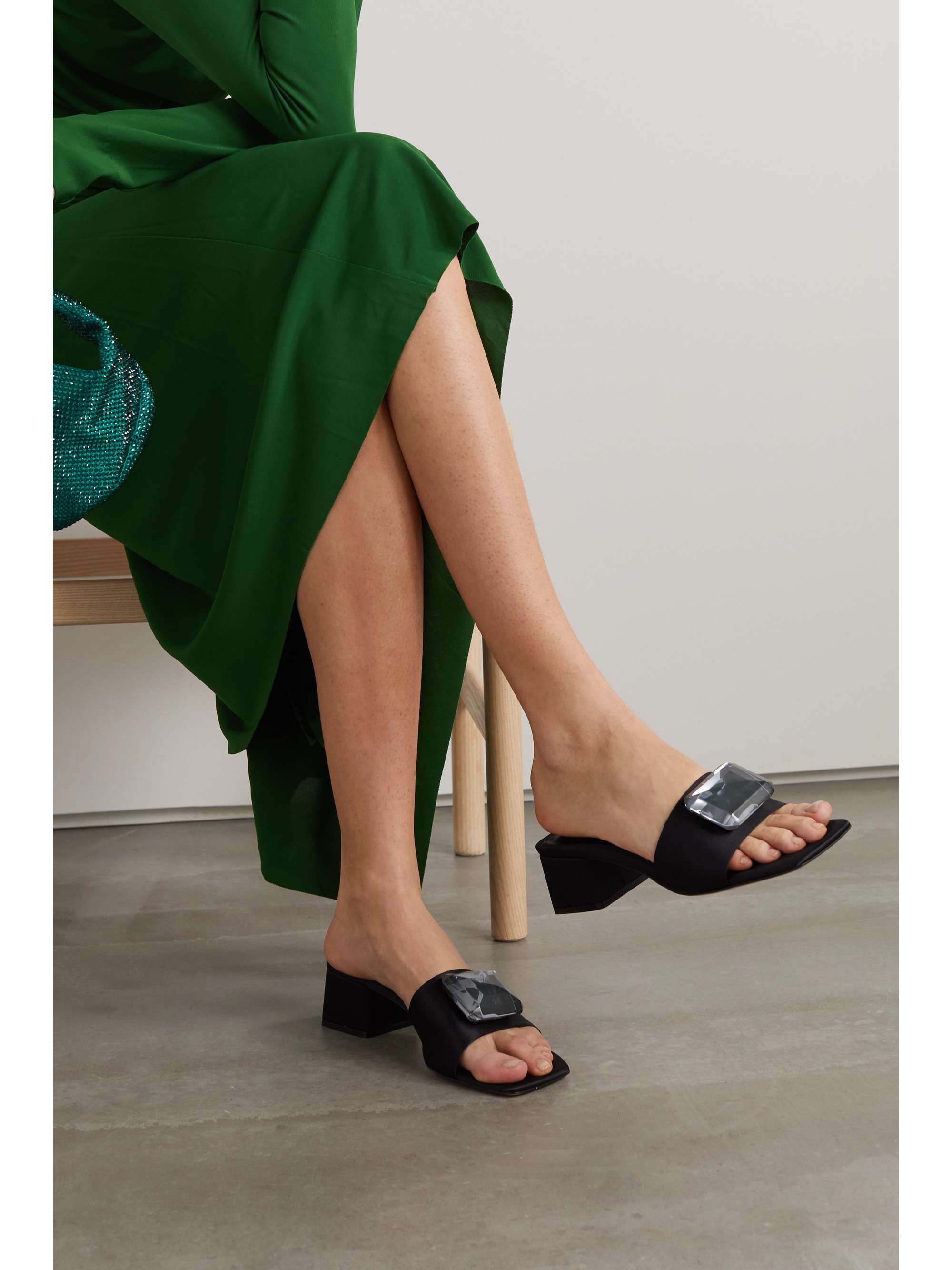 GIANVITO ROSSI Jaipur 45 embellished satin mules