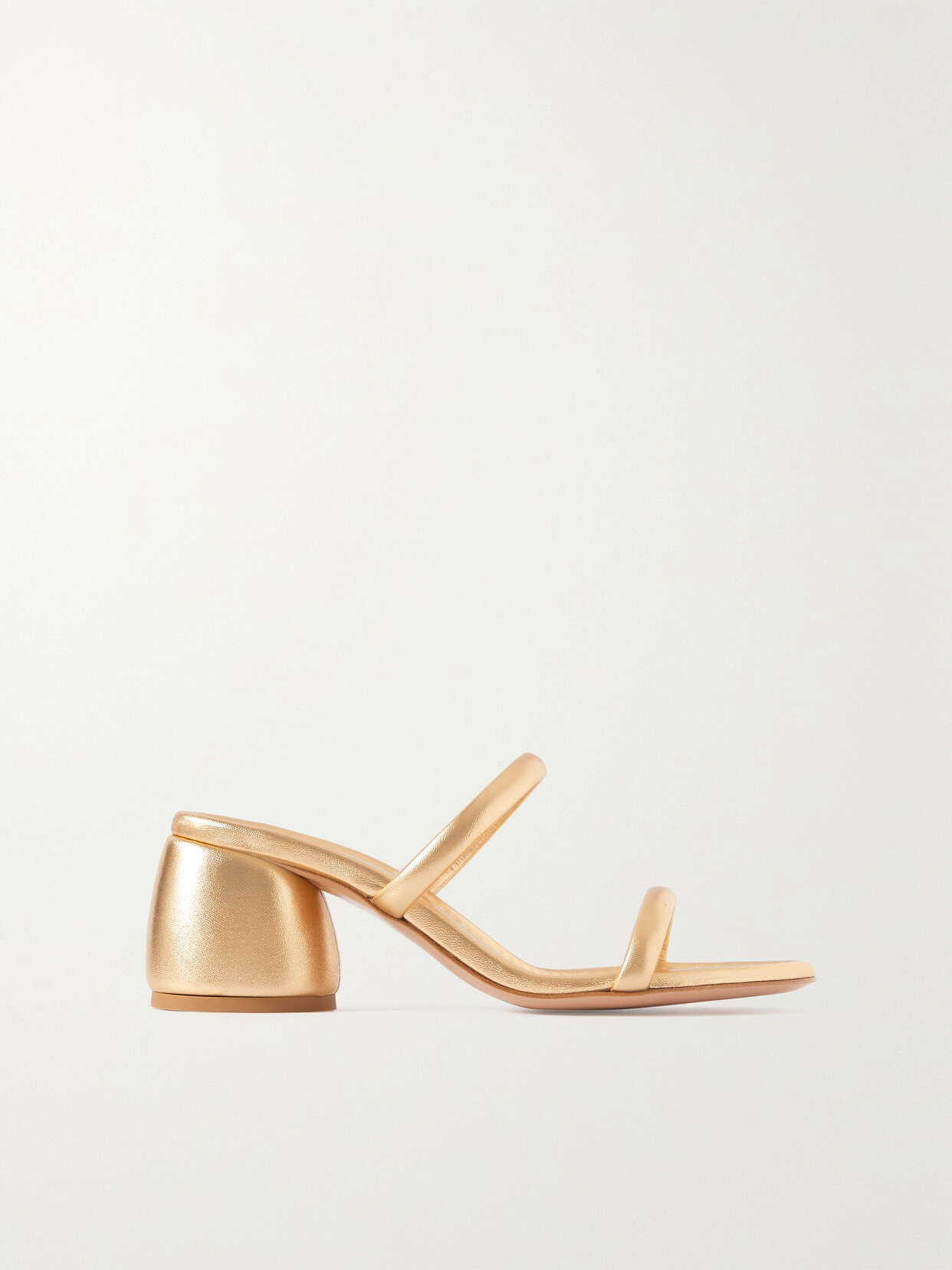 Gianvito Rossi Tubular Metallic Two-band Slide Sandals In Nude