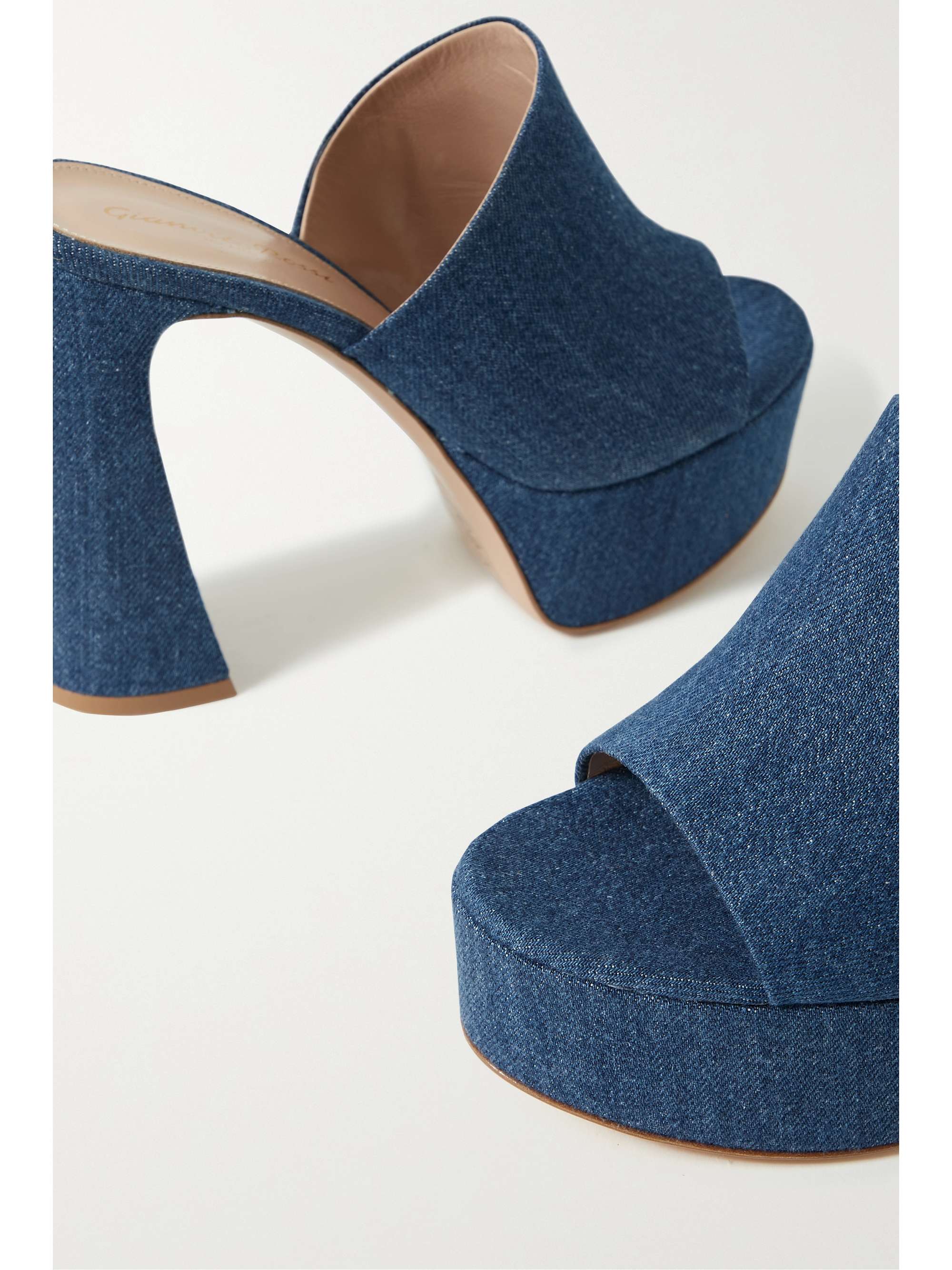 GIANVITO ROSSI Holly 70 denim platform mules