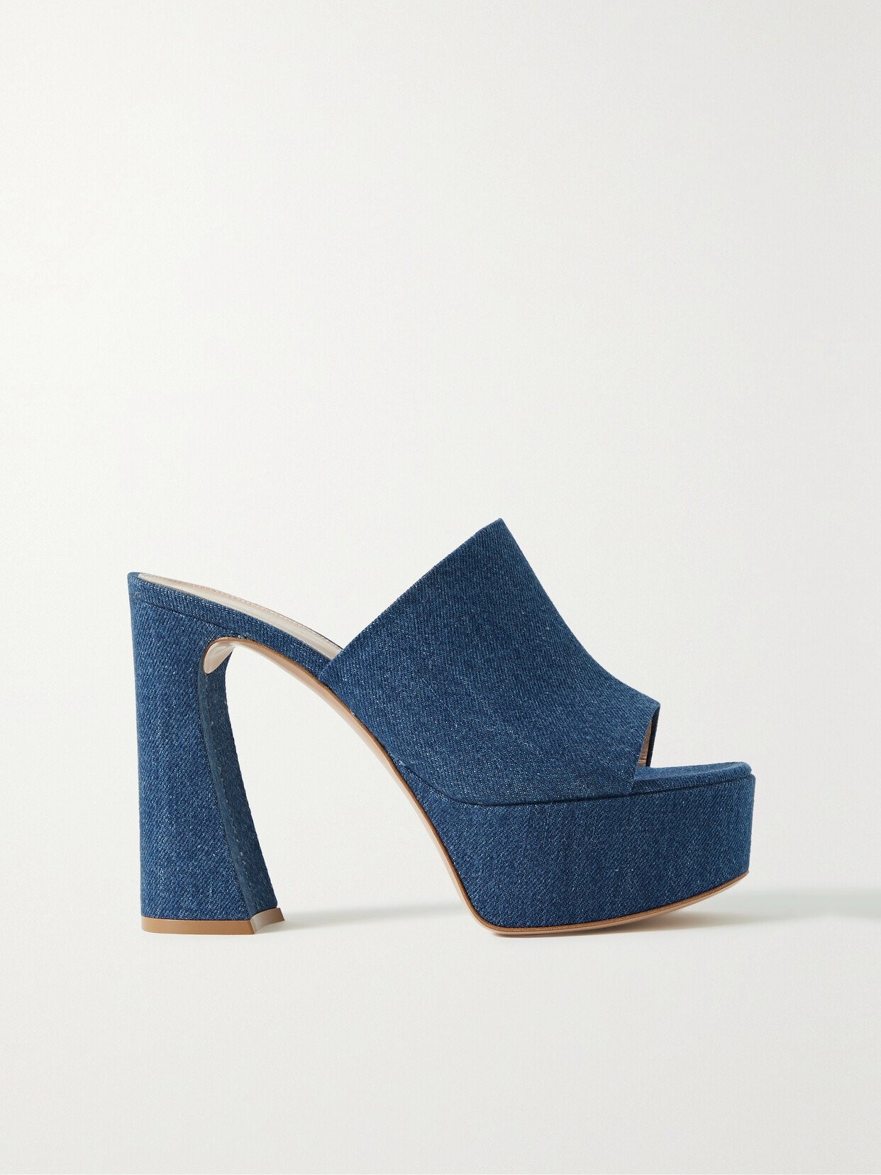 Gianvito Rossi Holly Denim Platform Mules In Mid Denim