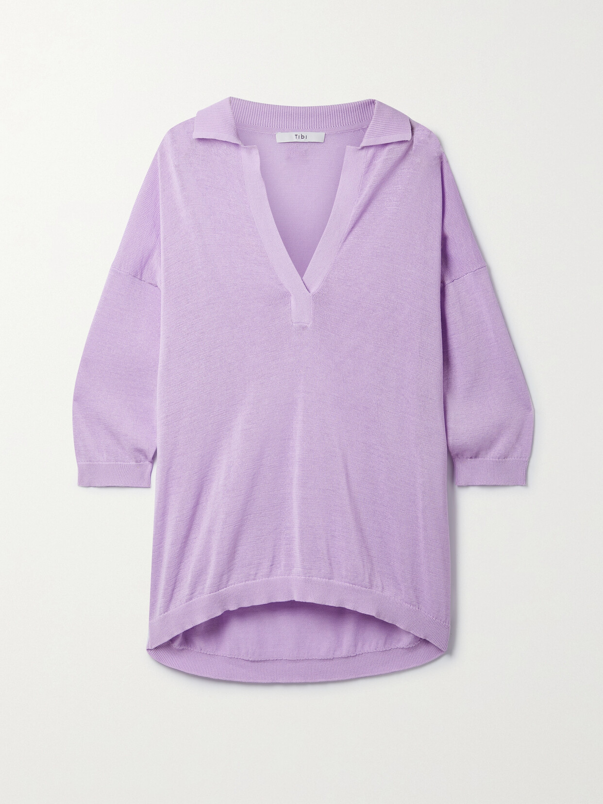 Tibi - Oversized Knitted Polo Sweater - Purple