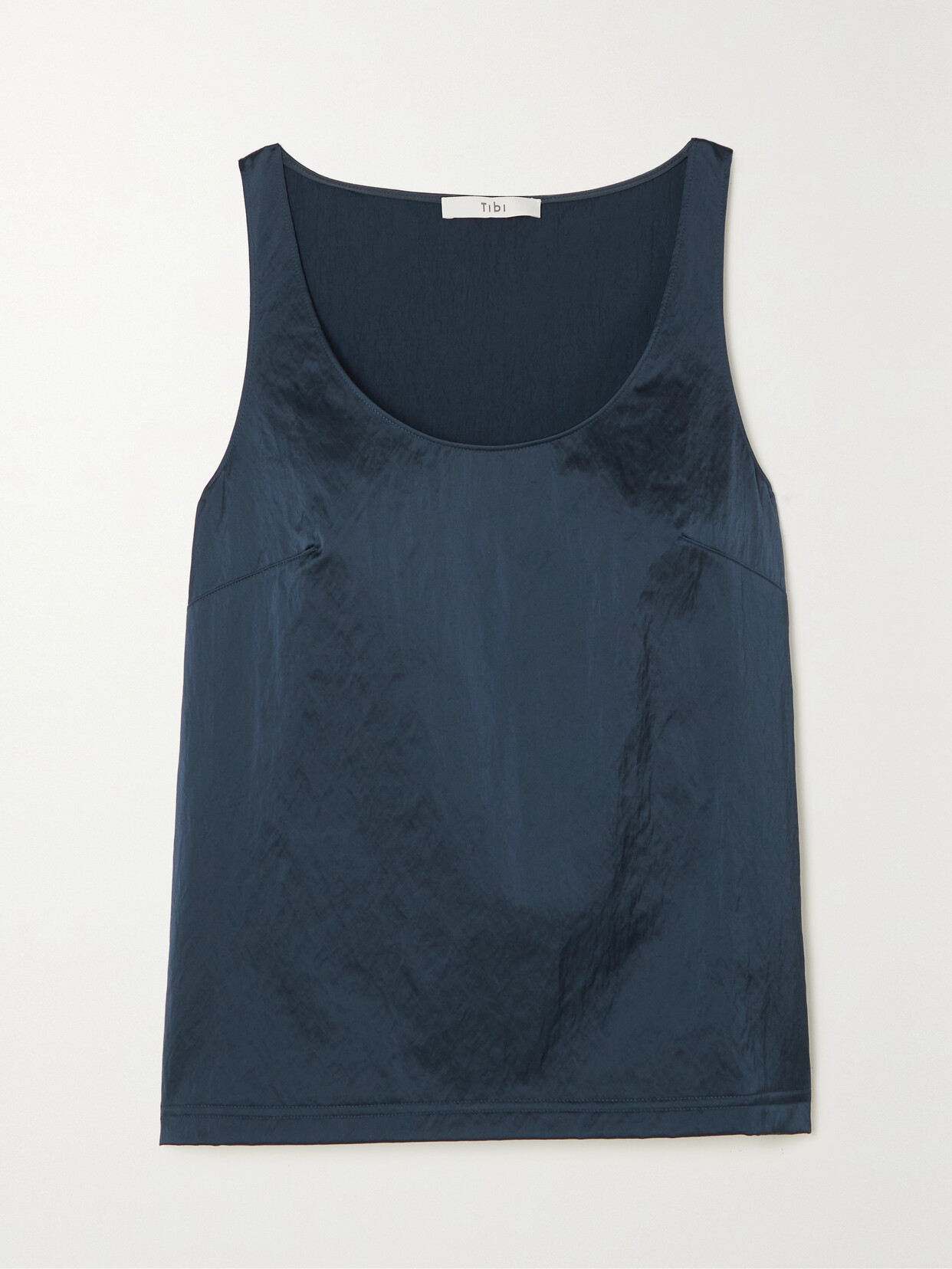 Tibi - Crinkled-satin Tank - Blue