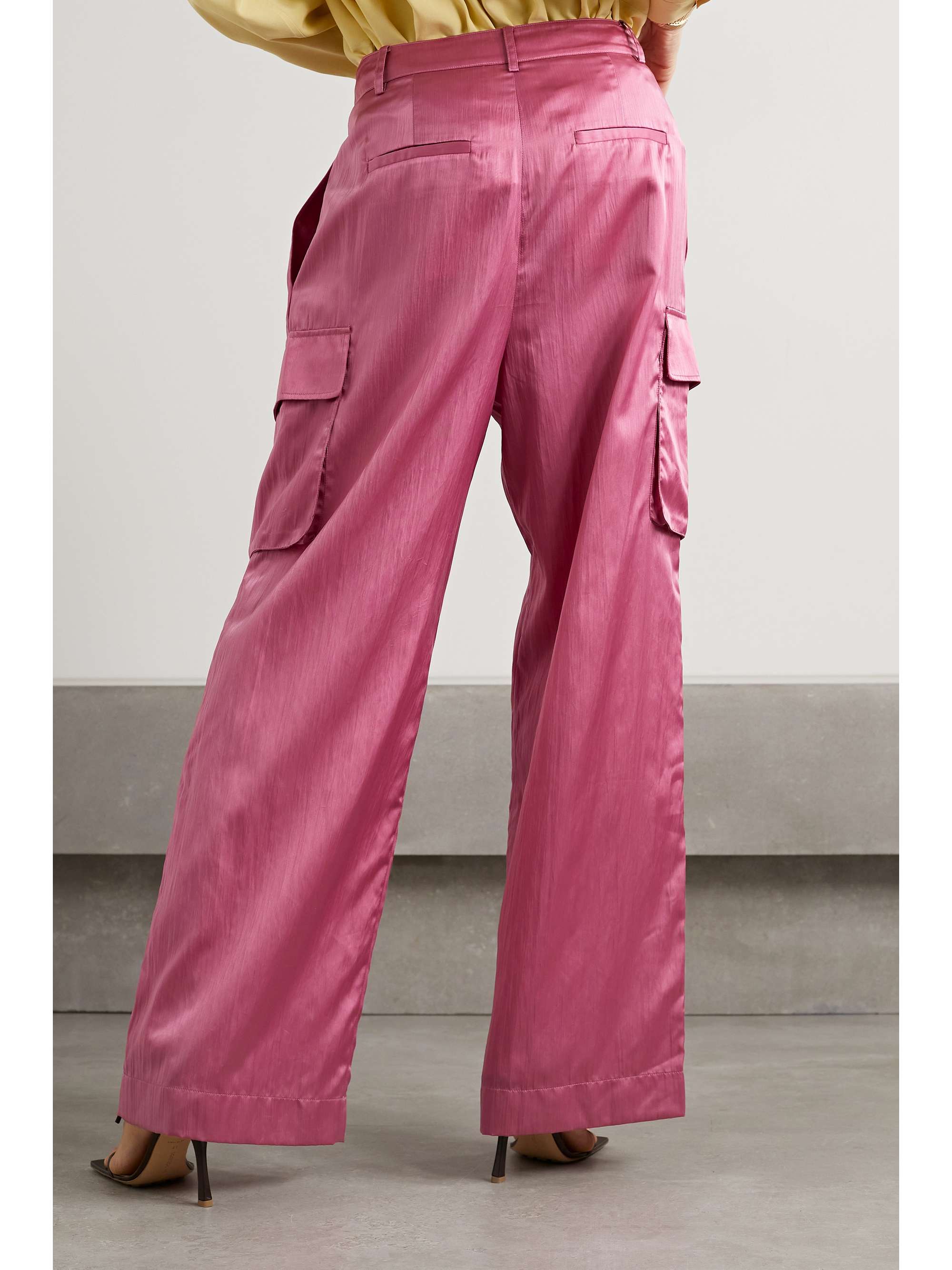 TIBI Stella crinkled-satin wide-leg cargo pants