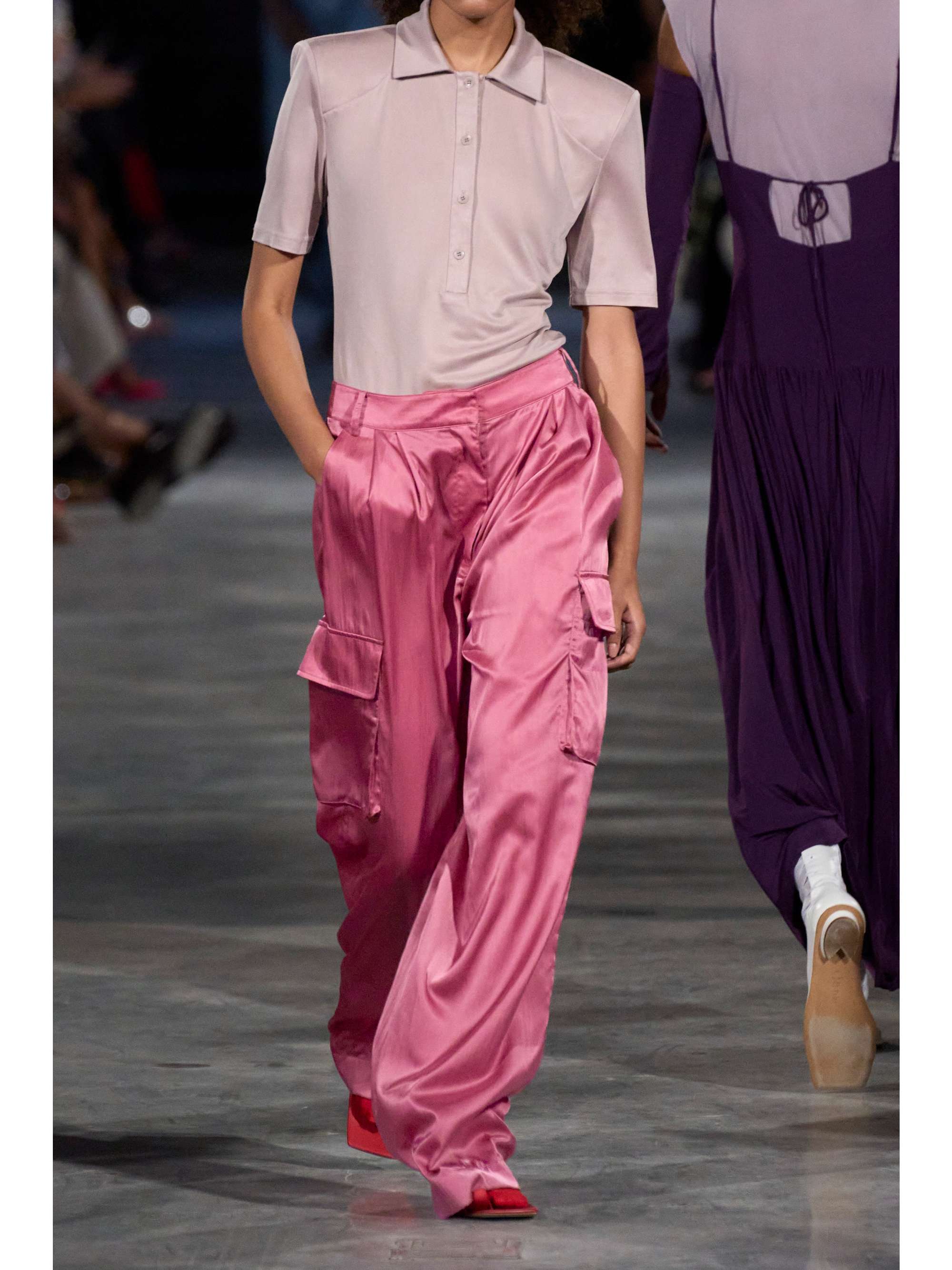 TIBI Stella crinkled-satin wide-leg cargo pants