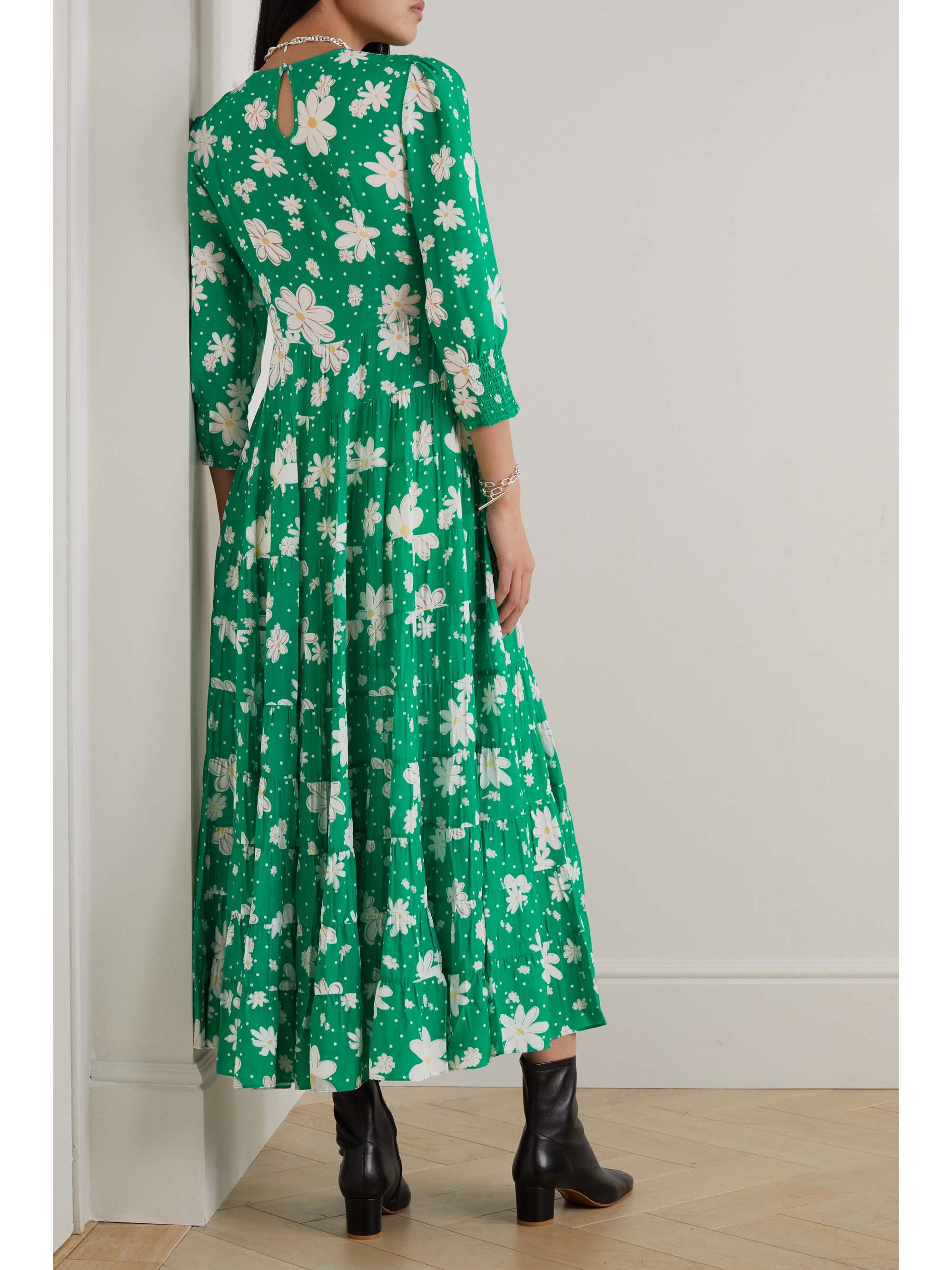 RIXO Kristen tiered floral-print voile maxi dress