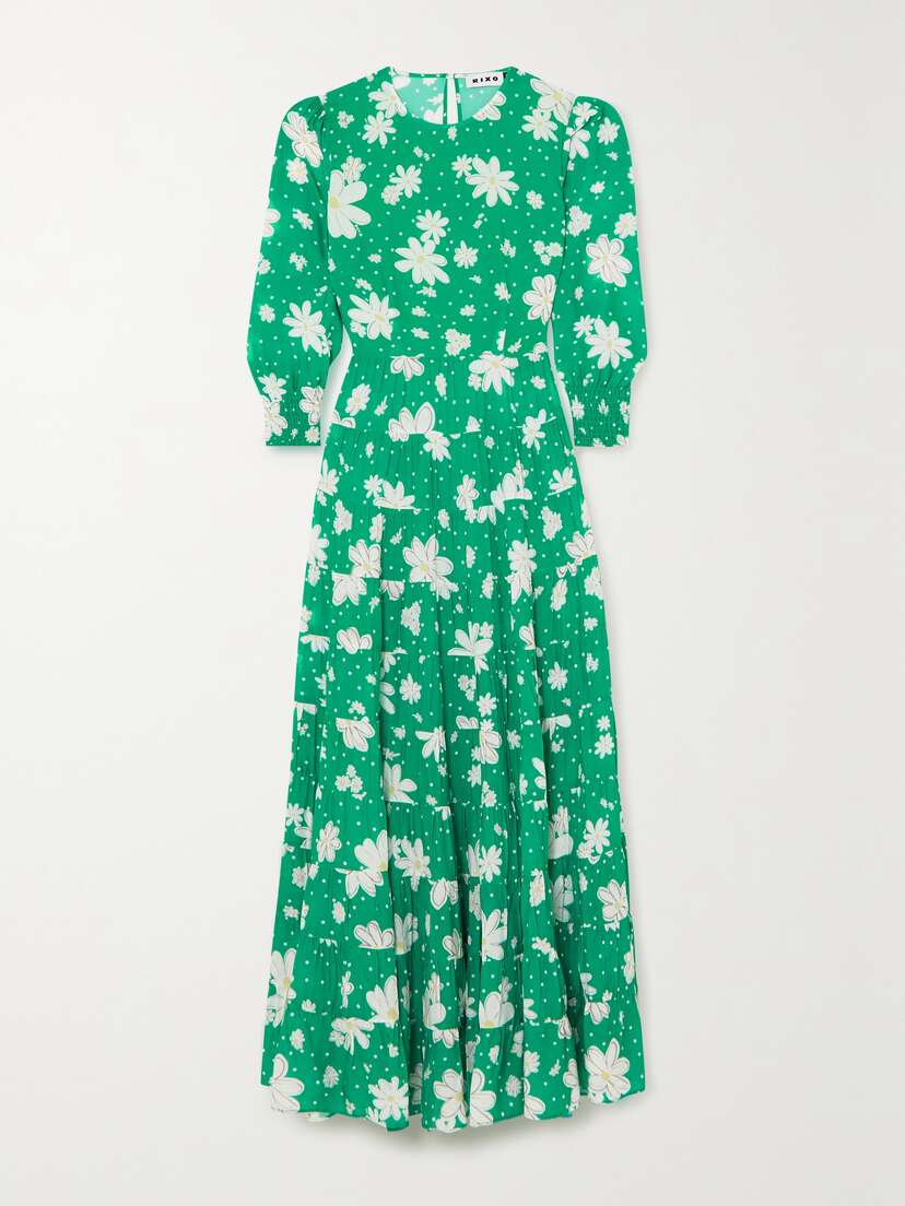 RIXO Kristen Tiered Floral-print Voile Maxi Dress