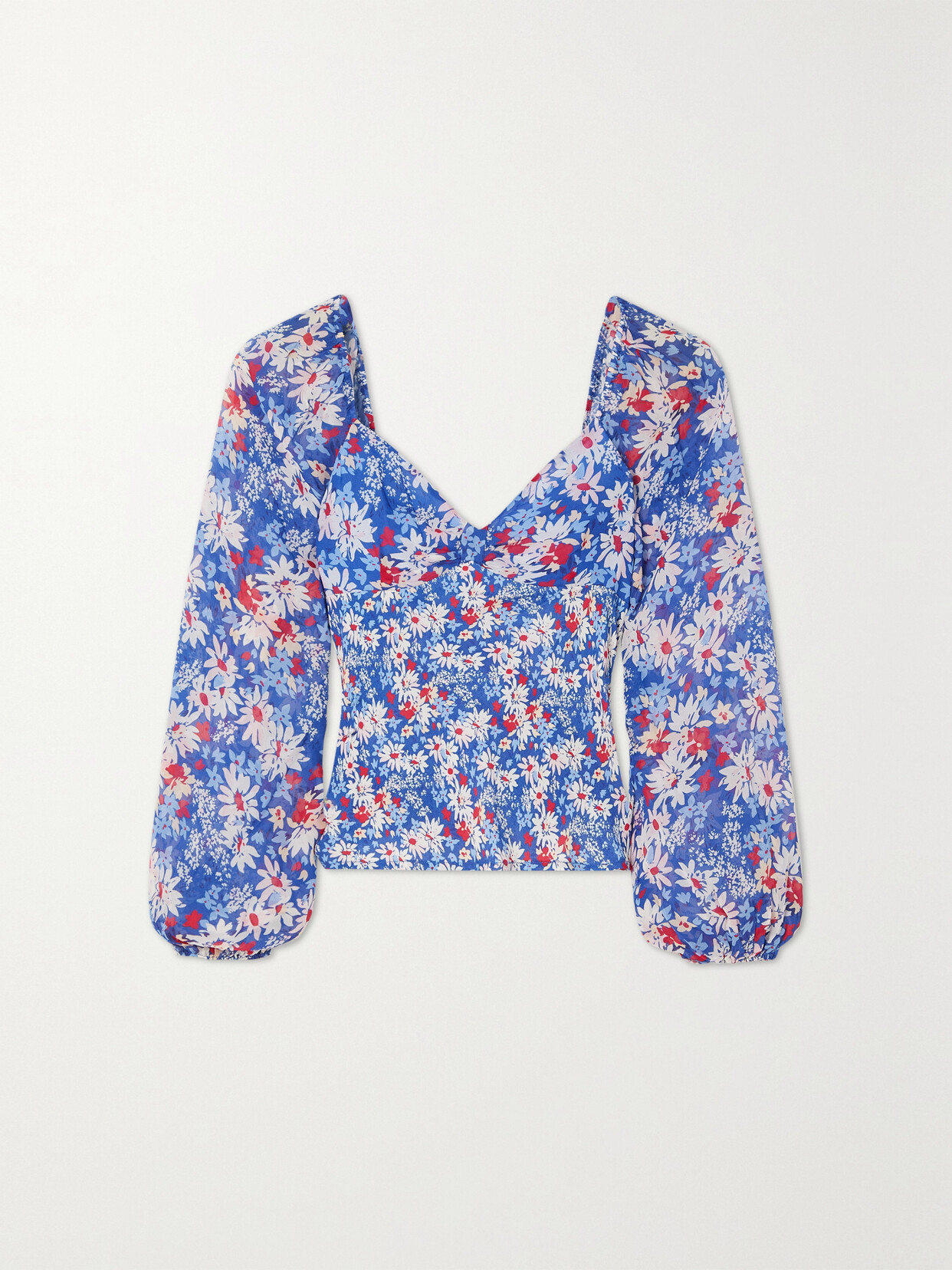 RIXO - Bridgette Floral-print Georgette Blouse - Blue