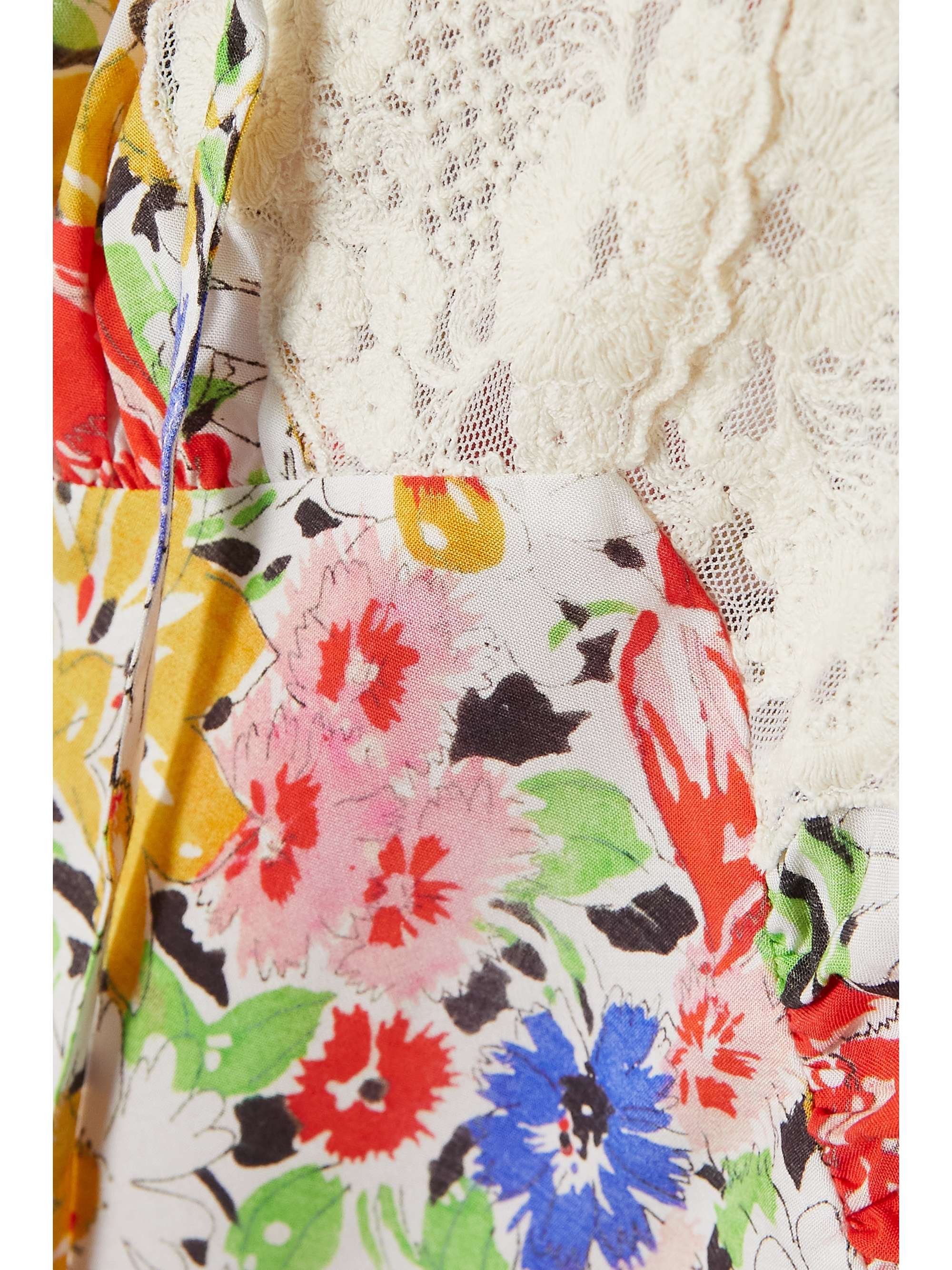 RIXO Abrielle lace-trimmed floral-print woven mini dress