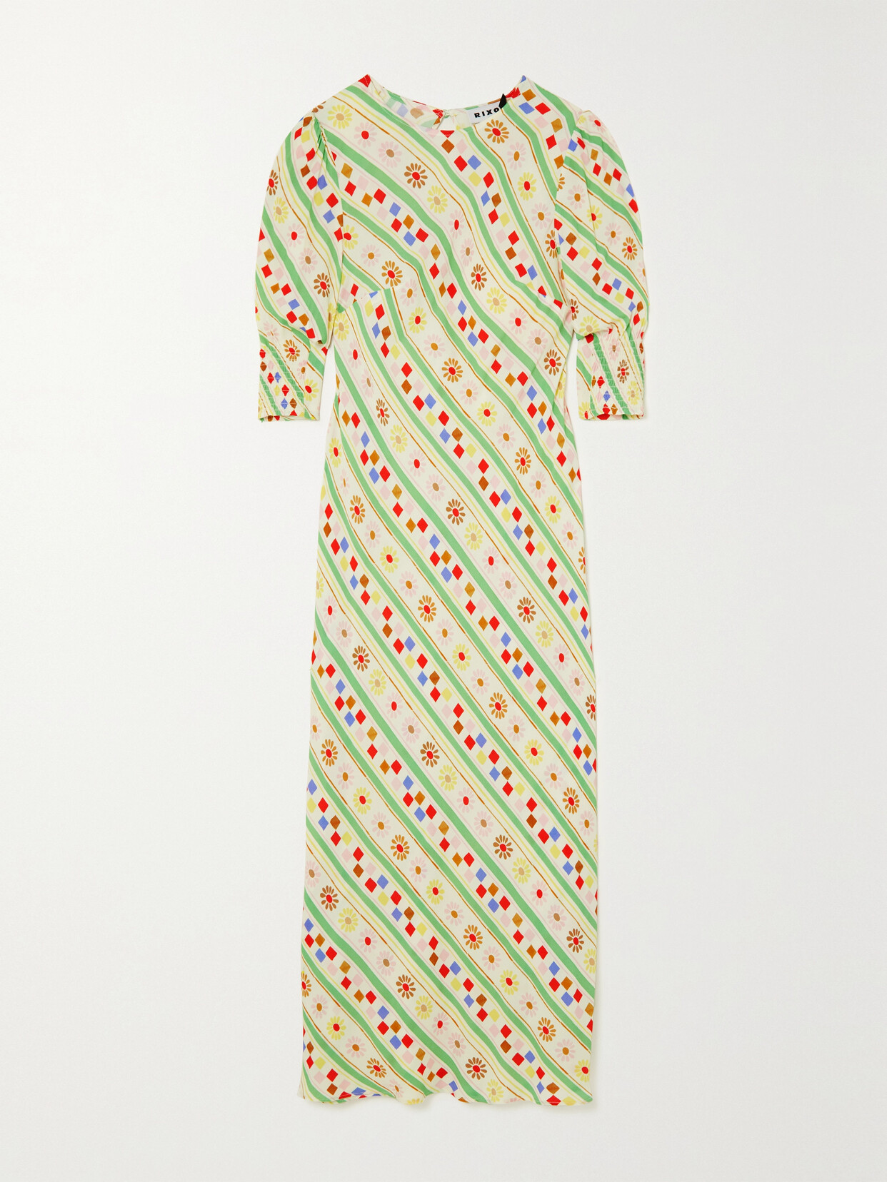RIXO - Jess Printed Woven Midi Dress - Cream