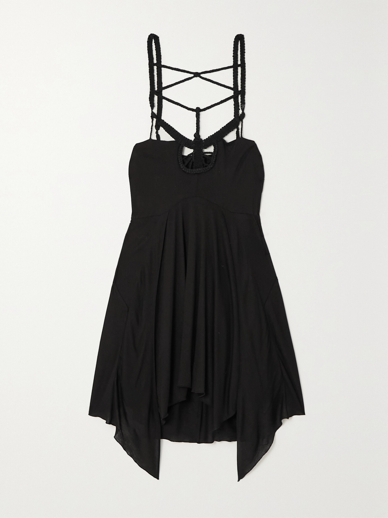 Isabel Marant Diana Macramé-trimmed Jersey Mini Dress - Black