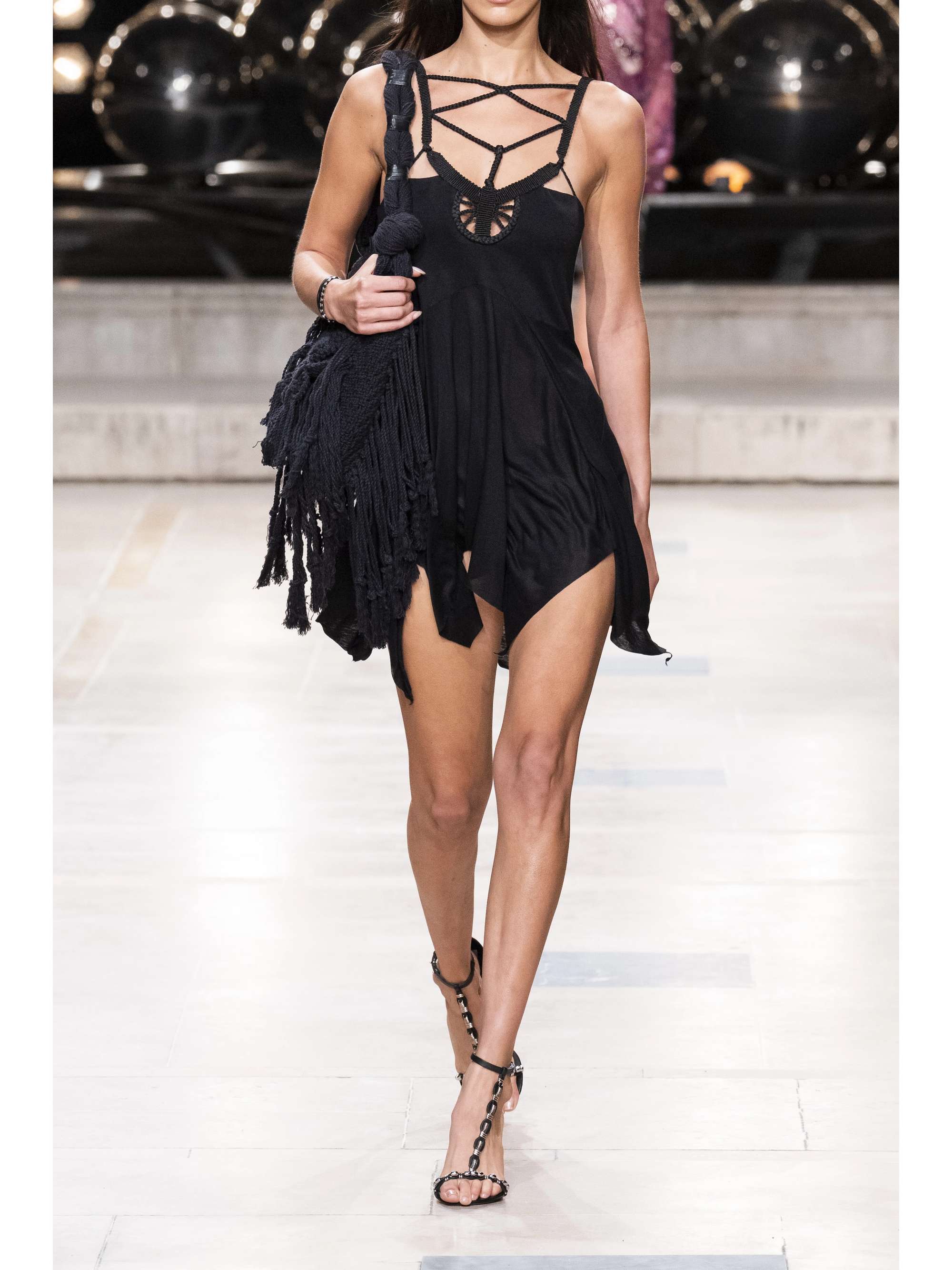 ISABEL MARANT Diana macramé-trimmed jersey mini dress