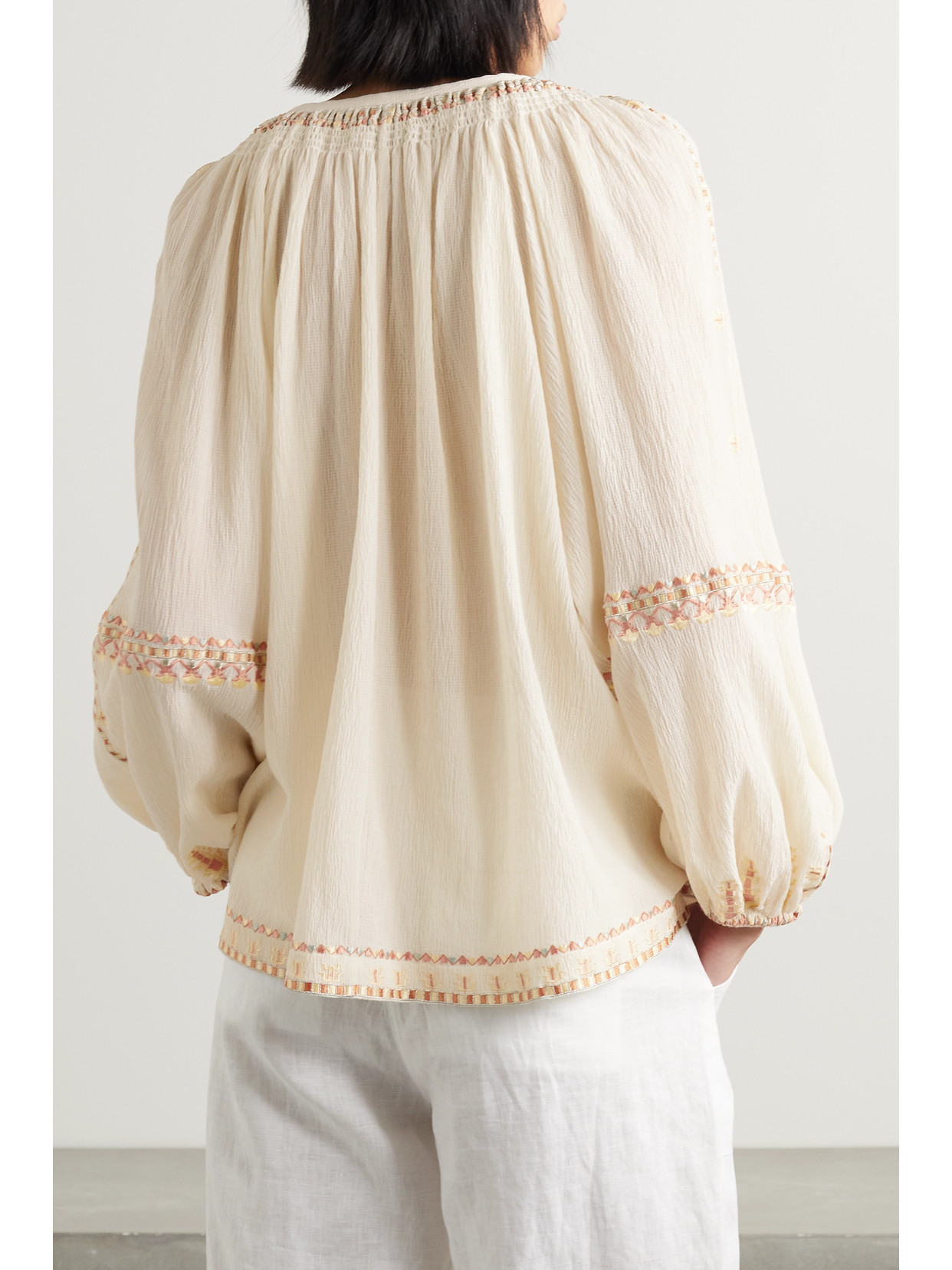 Isabel Marant Sequin-embellished Embroidered Blouse In Beige