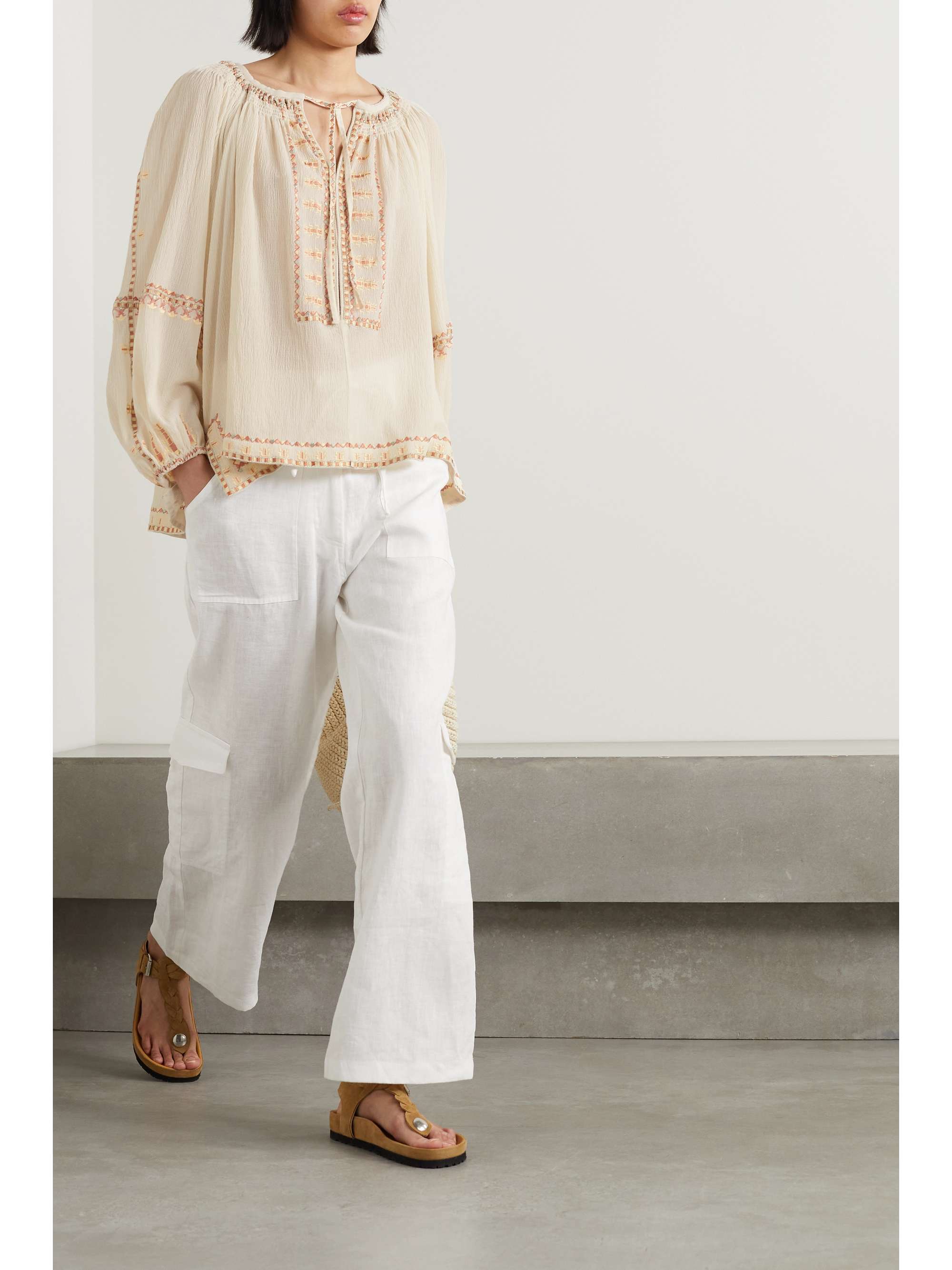 ISABEL MARANT Clive embroidered cotton-blend crepon blouse