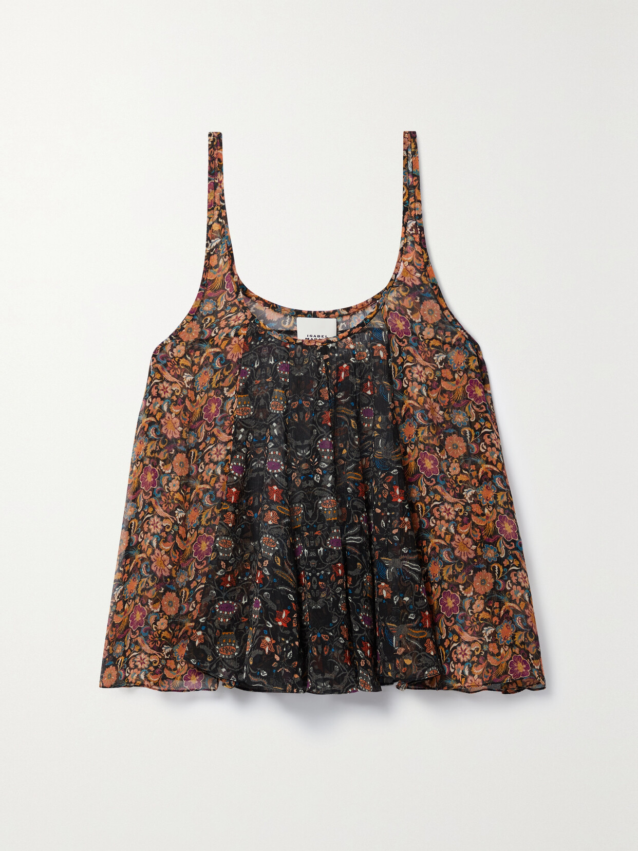 Isabel Marant - Ozane Floral-print Silk-crepon Tank - Black