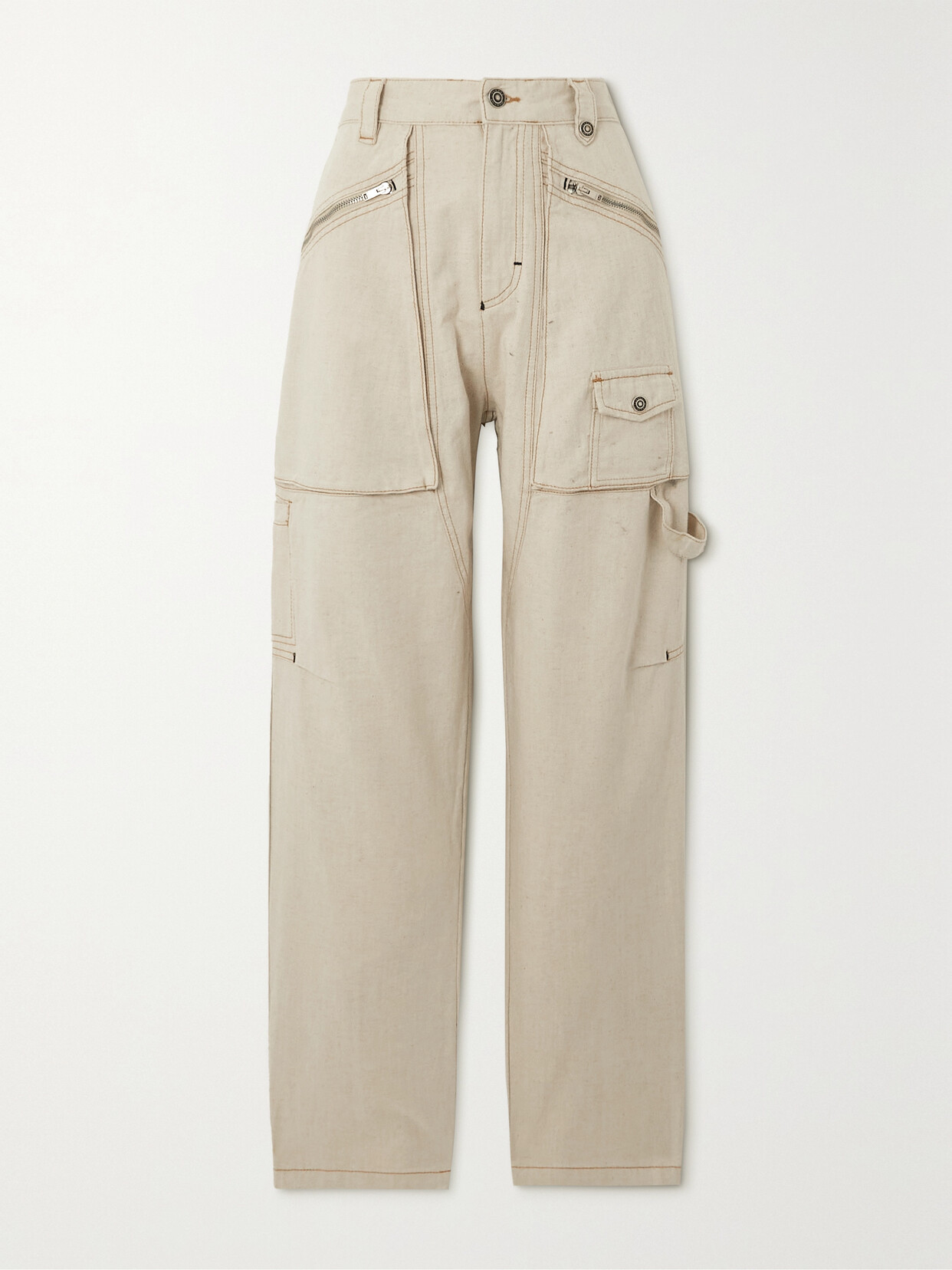 Isabel Marant Slim-cut Cargo Trousers In Ecru