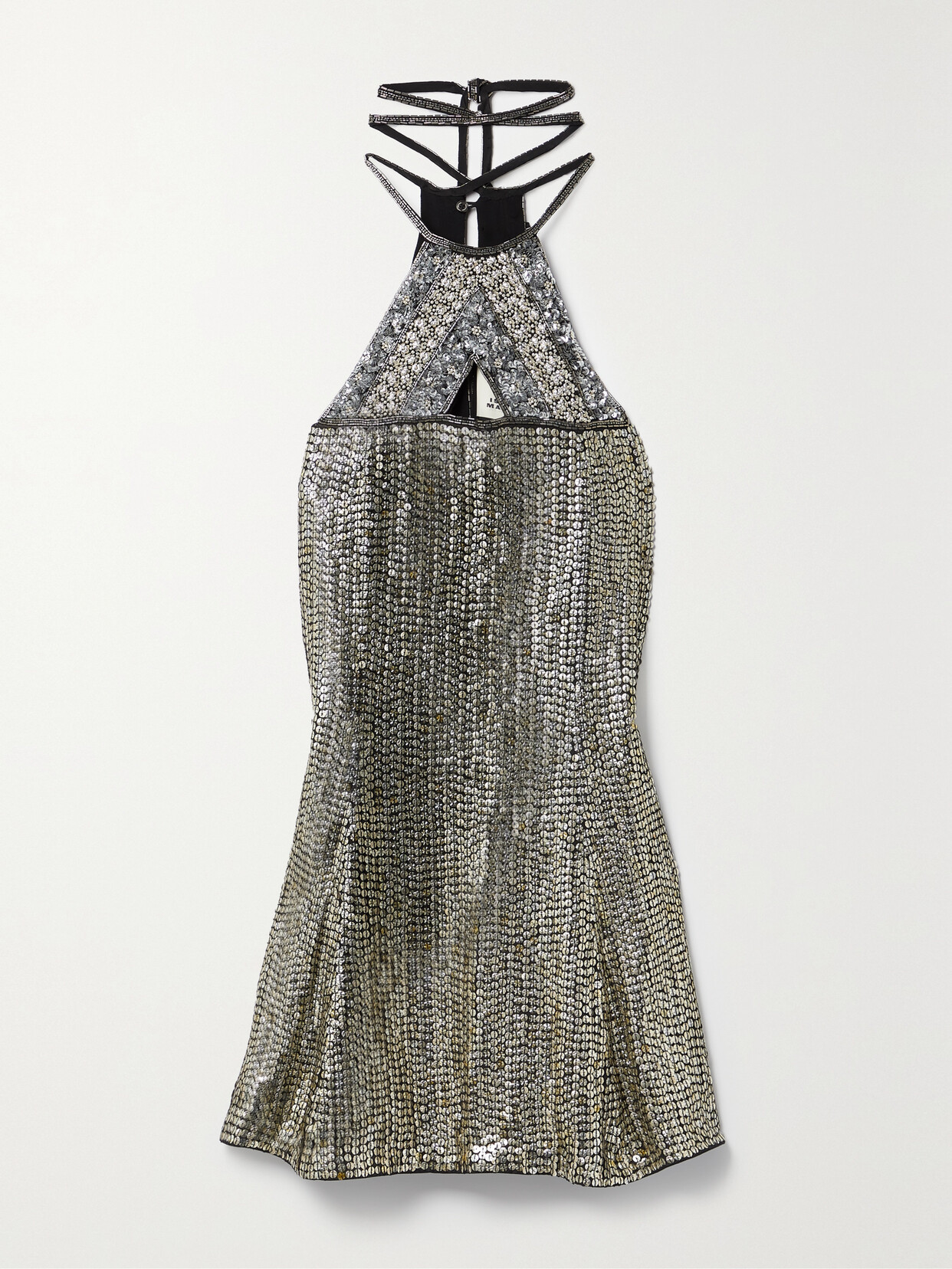 ISABEL MARANT MAELIA CUTOUT EMBELLISHED CREPE MINI DRESS