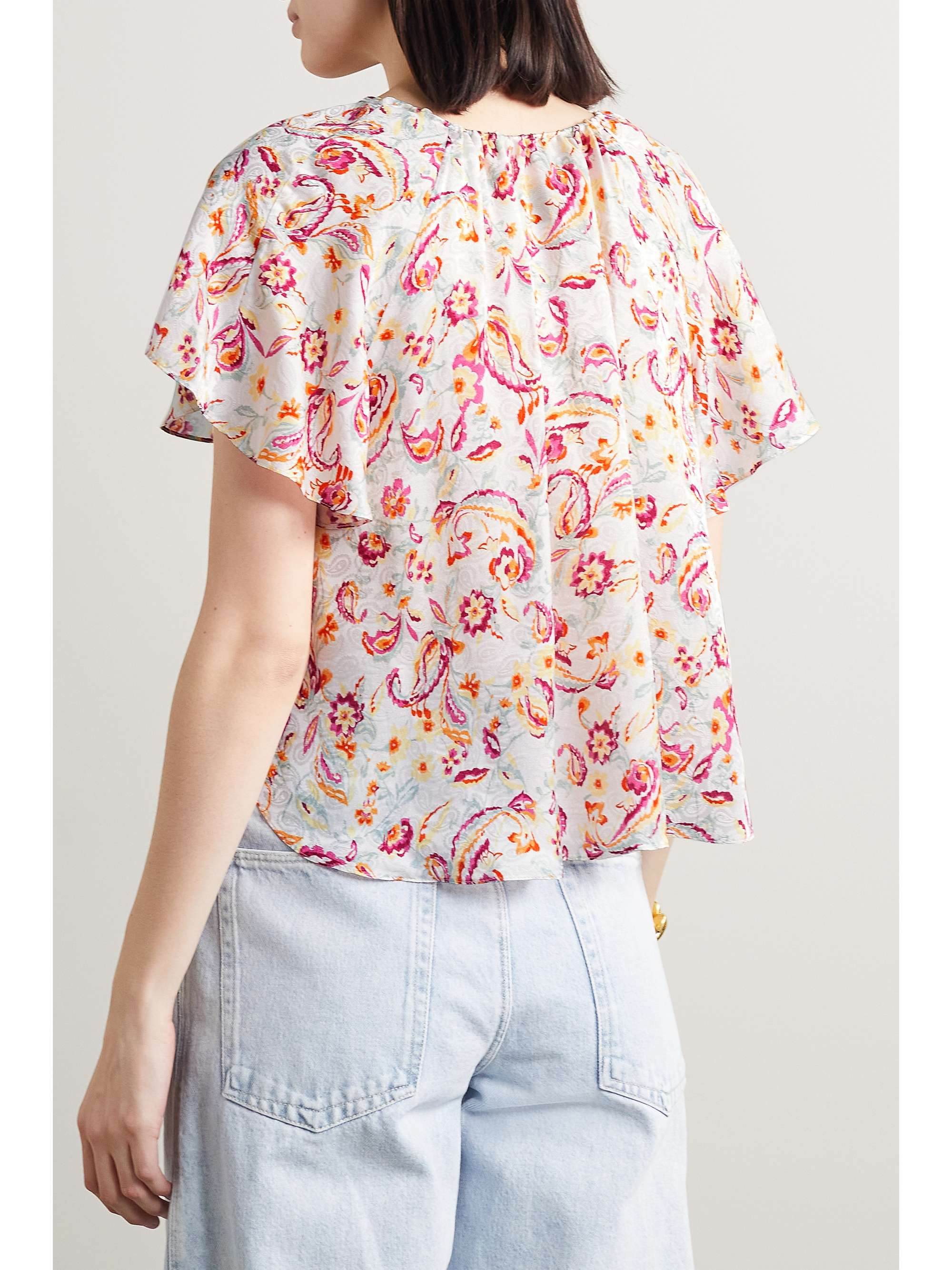 ISABEL MARANT Penelope floral-print satin-jacquard top