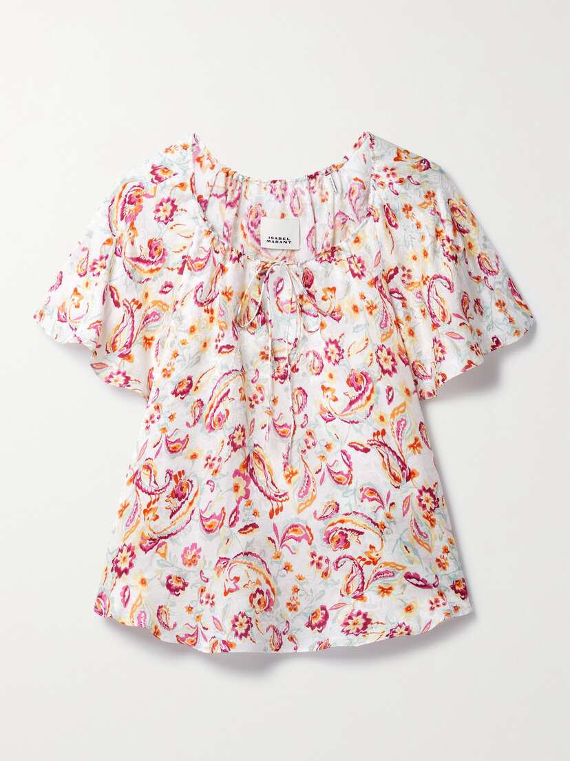 Isabel Marant Penelope Floral-print Satin-jacquard Top