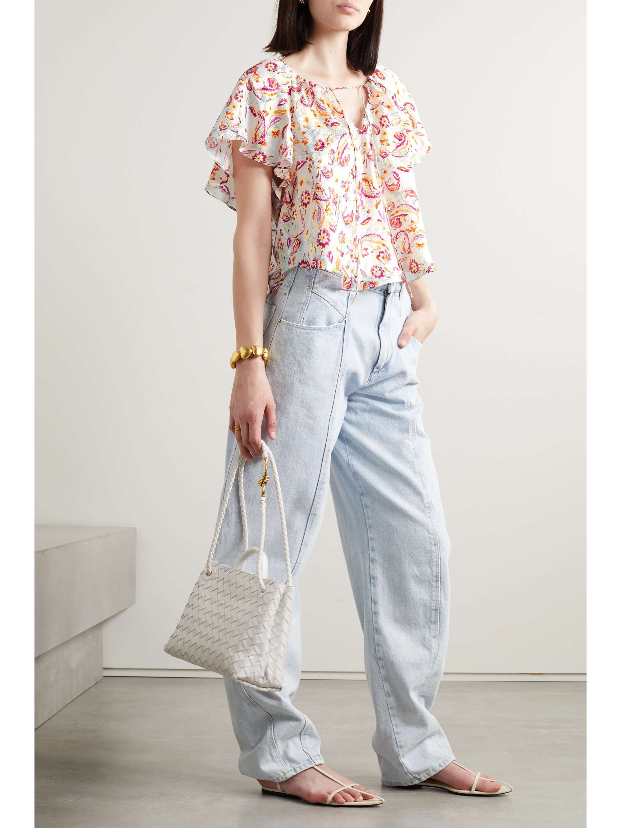 ISABEL MARANT Penelope floral-print satin-jacquard top