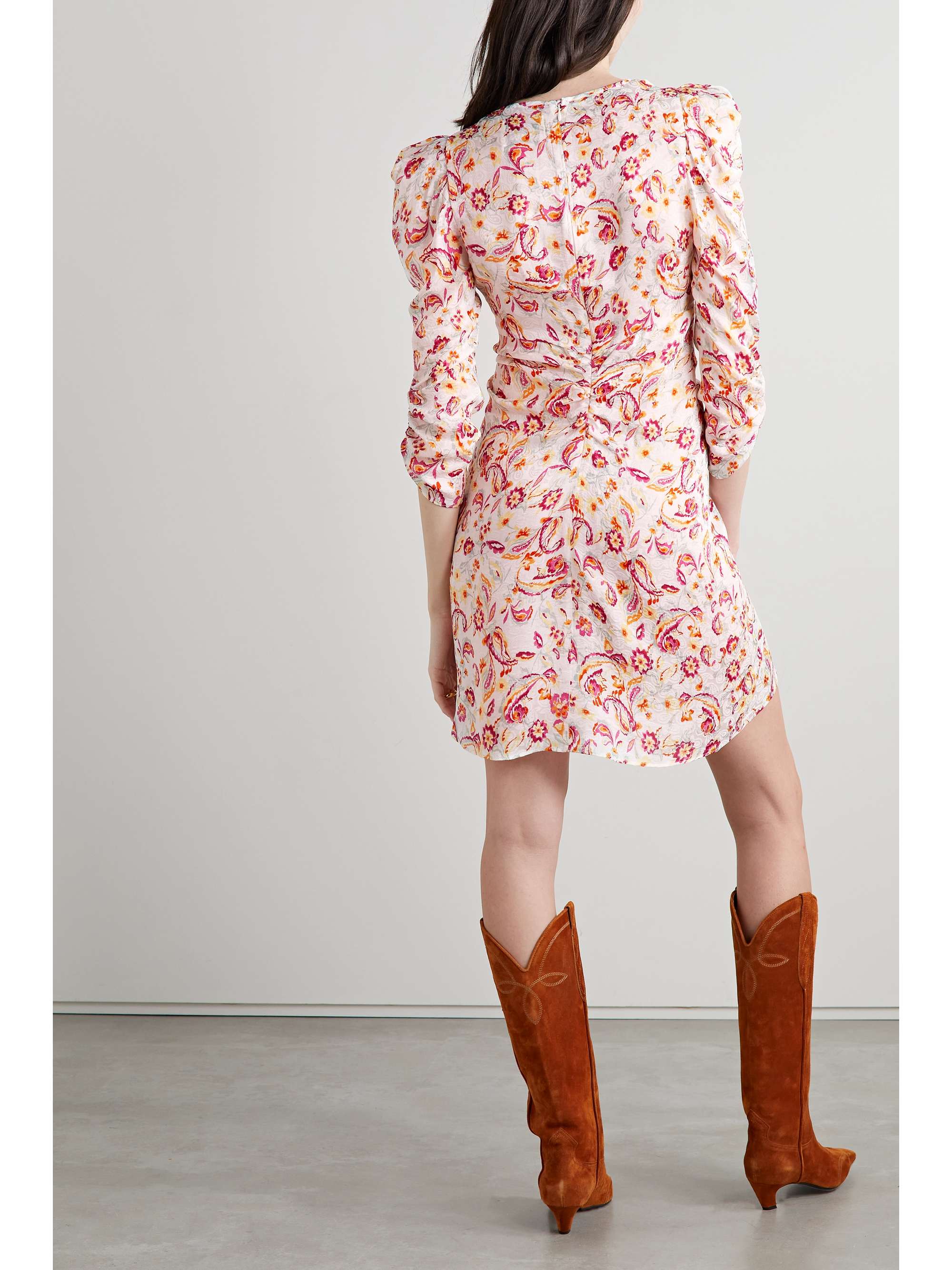 ISABEL MARANT Aliniza 褶饰花卉印花提花迷你连衣裙