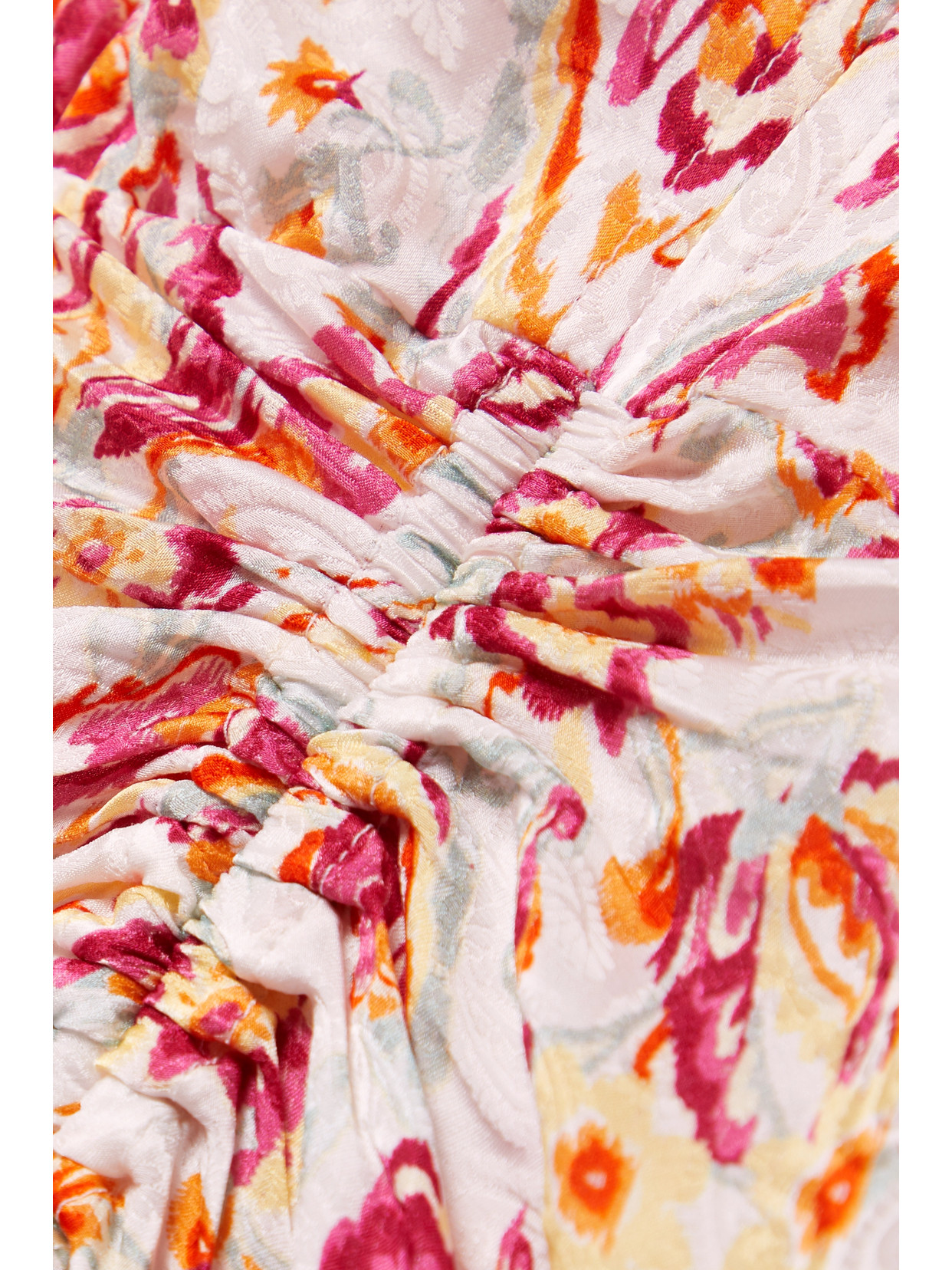 Isabel Marant Aliniza Ruched Floral-print Jacquard Mini Dress In Ecru
