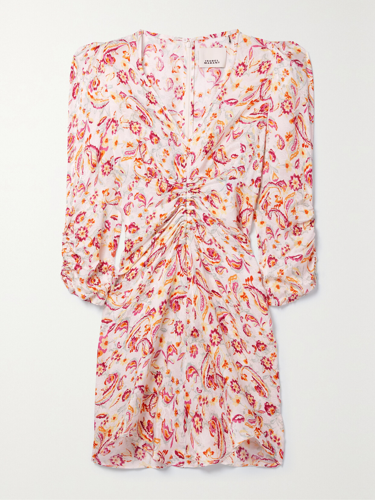 Isabel Marant - Aliniza Ruched Floral-print Jacquard Mini Dress - Ecru